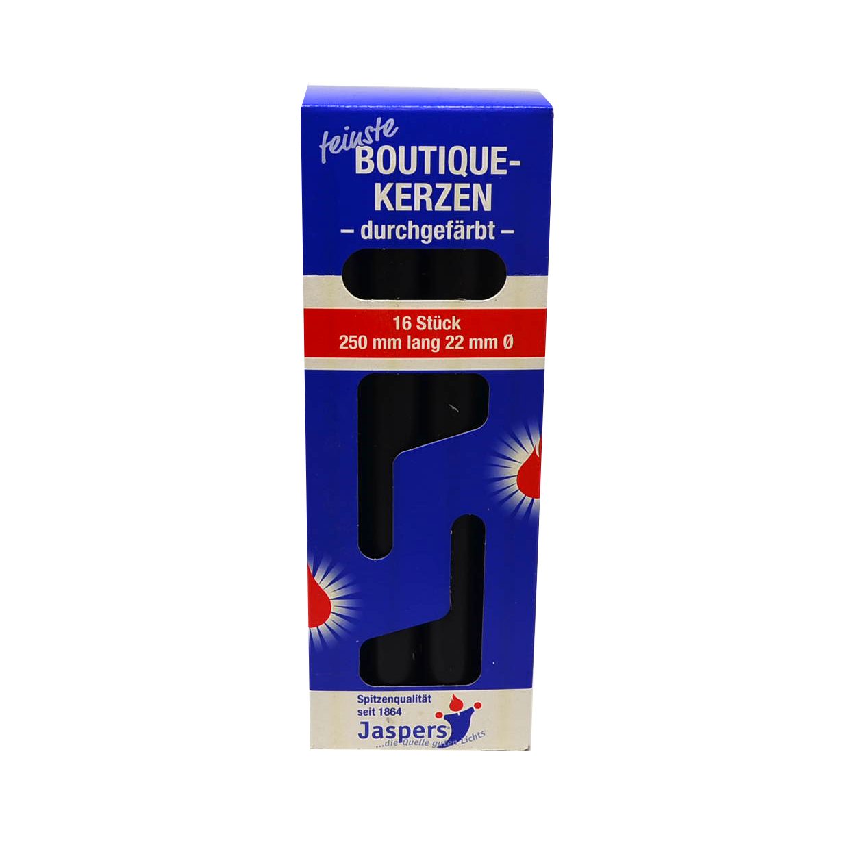 Jaspers Kerzen Tafelkerze Boutique-Tafelkerzen schwarz 16er Pack durchgefärbt