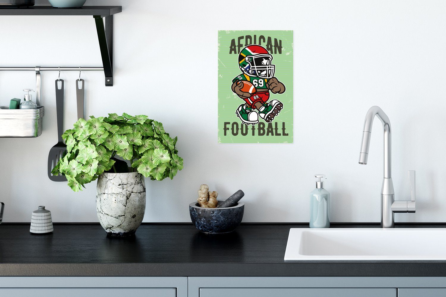 für - Sport Rahmen Wohnzimmer, Poster, Wandposter MuchoWow Fußball Jahrgang, (1 Ohne Poster - - Wandbild, Afrika St),