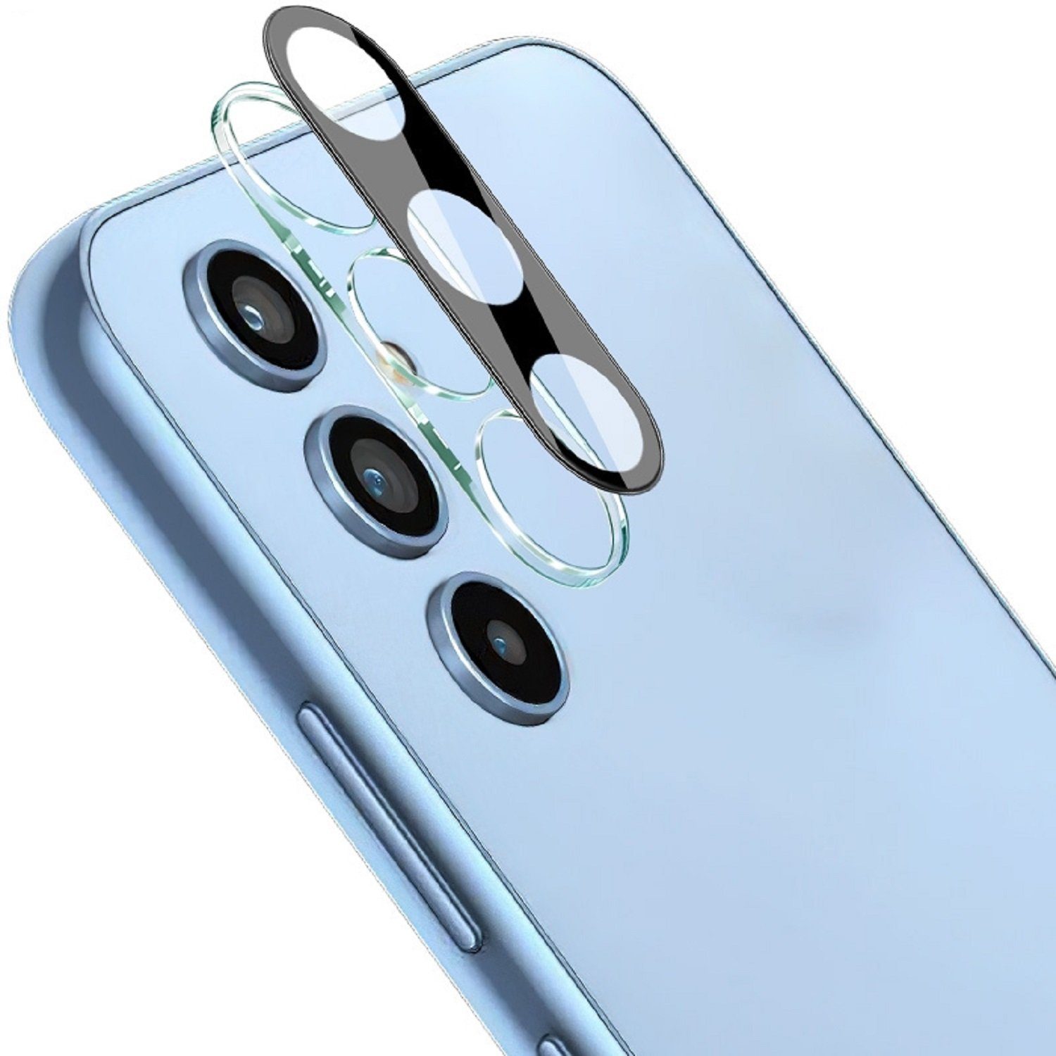 Protectorking Schutzfolie 2x Kamera 9H Panzerhartglas für Samsung Galaxy A55 5G 3D KLAR Schwarze, (2-Stück), Kameraschutzglas, Schutzglas Echtglas Tempered 9H Panzerglas 3D-KLAR