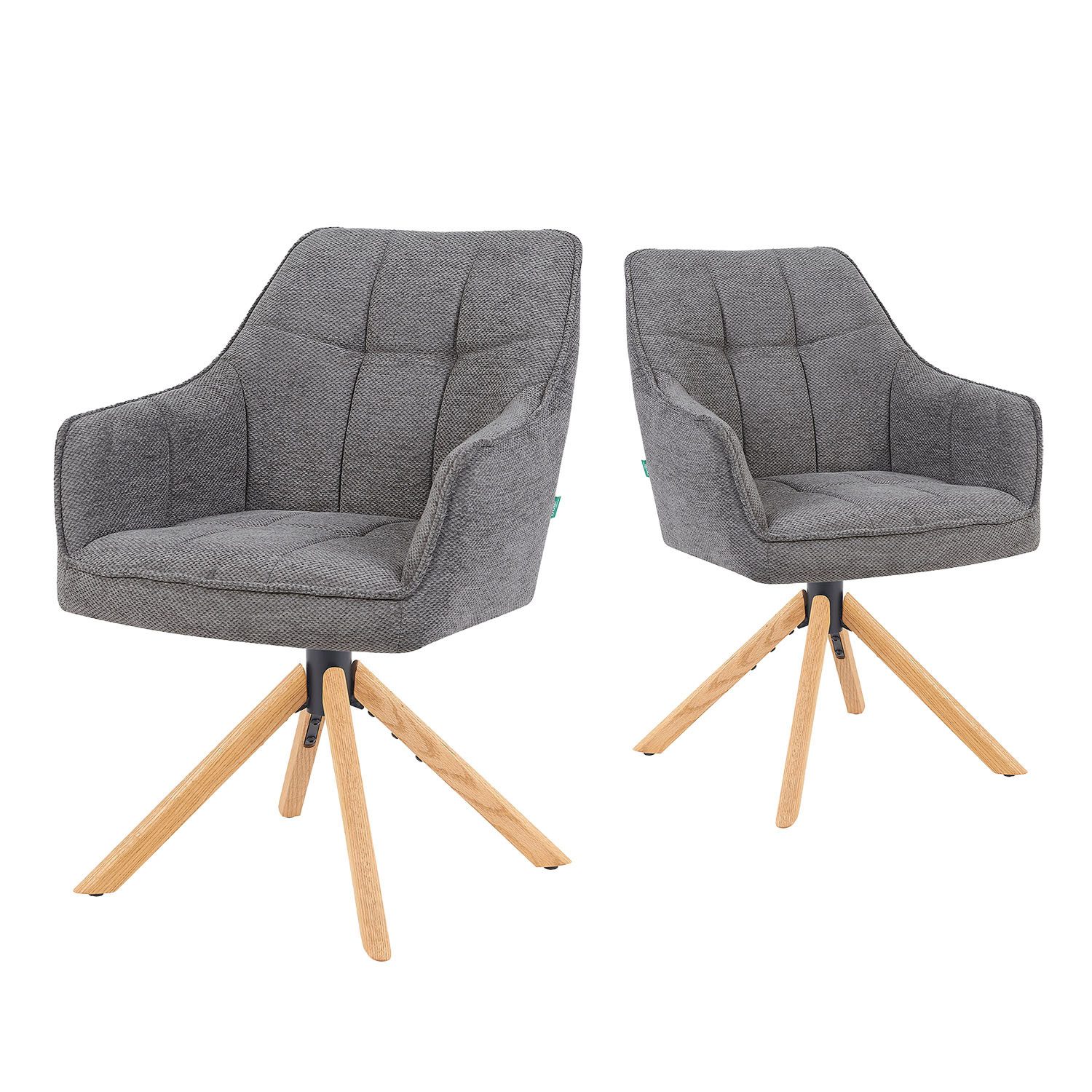 DUBI Möbel Polsterstuhl THOMAS-MIRA, 360° drehbar Massivholz oder Metallgestell 2er-Set