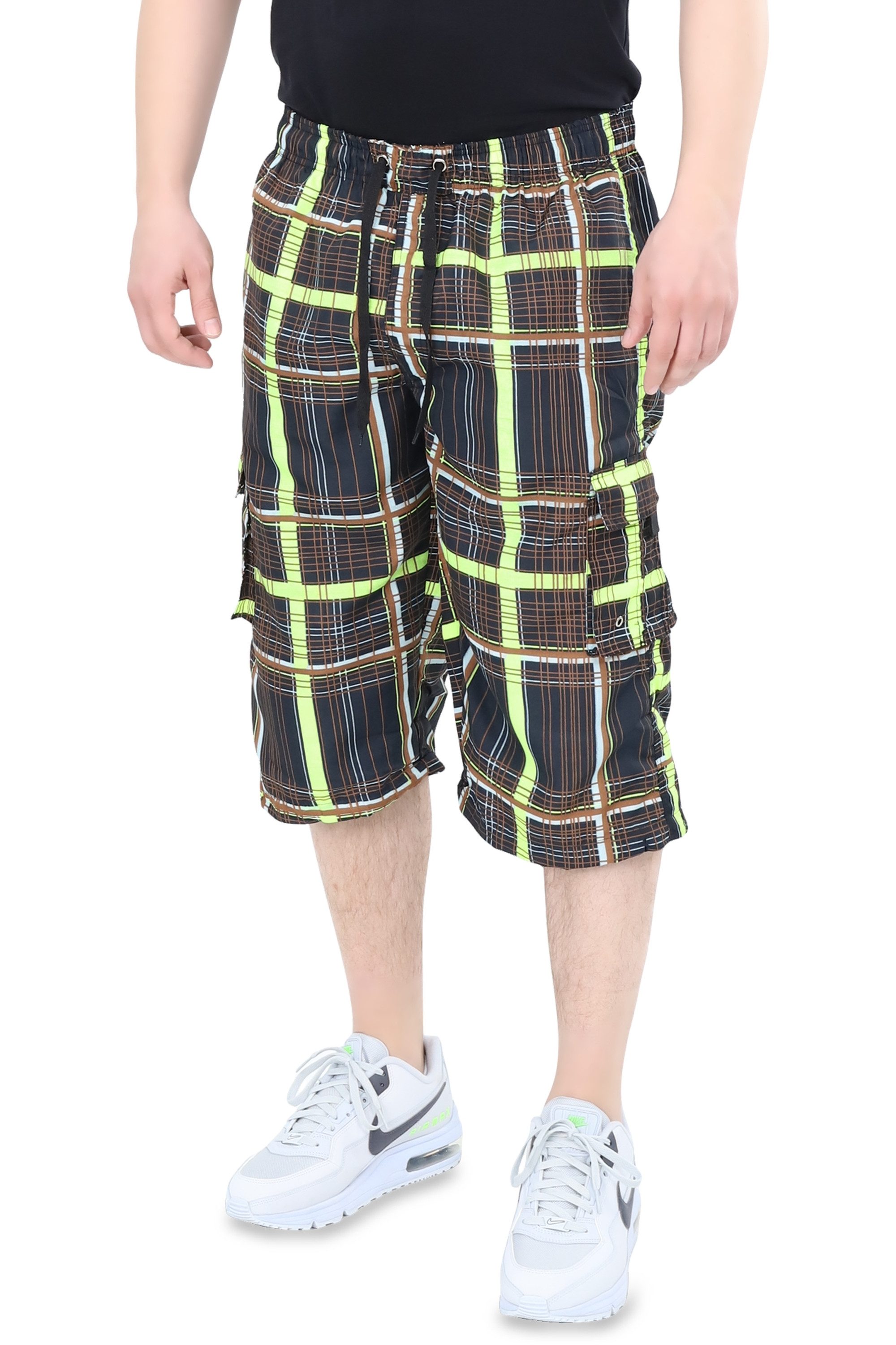 Ben Creek Cargobermudas QL05 3/4 Capri mit Multitaschen, kurze karierte Funktionshose Outdoorhose