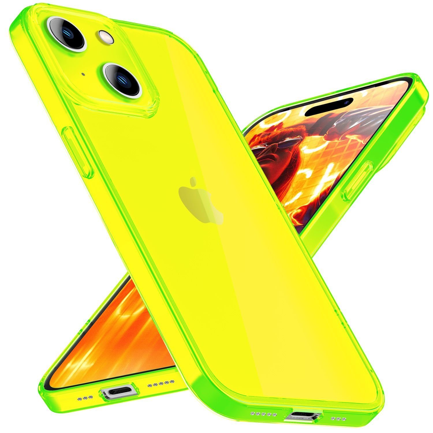 Nalia Smartphone-Hülle Apple iPhone 15 Plus 17 cm (6,7 Zoll), Klare Neon Silikon Hülle / Bunt / Durchsichtig Transparent / Slim Case