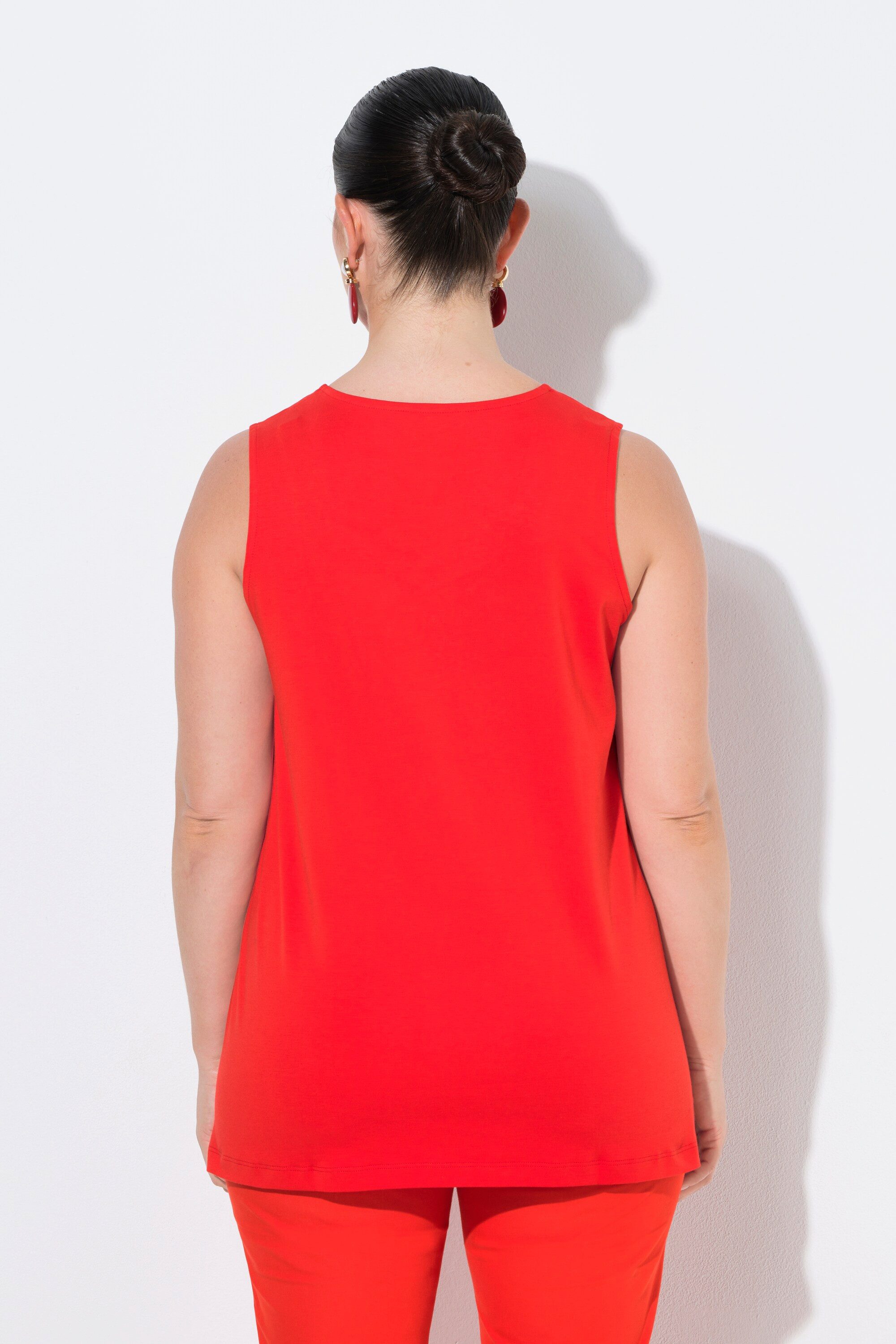 Ulla Popken Longtop Top A-Linie Herzausschnitt ärmellos Pima Cotton