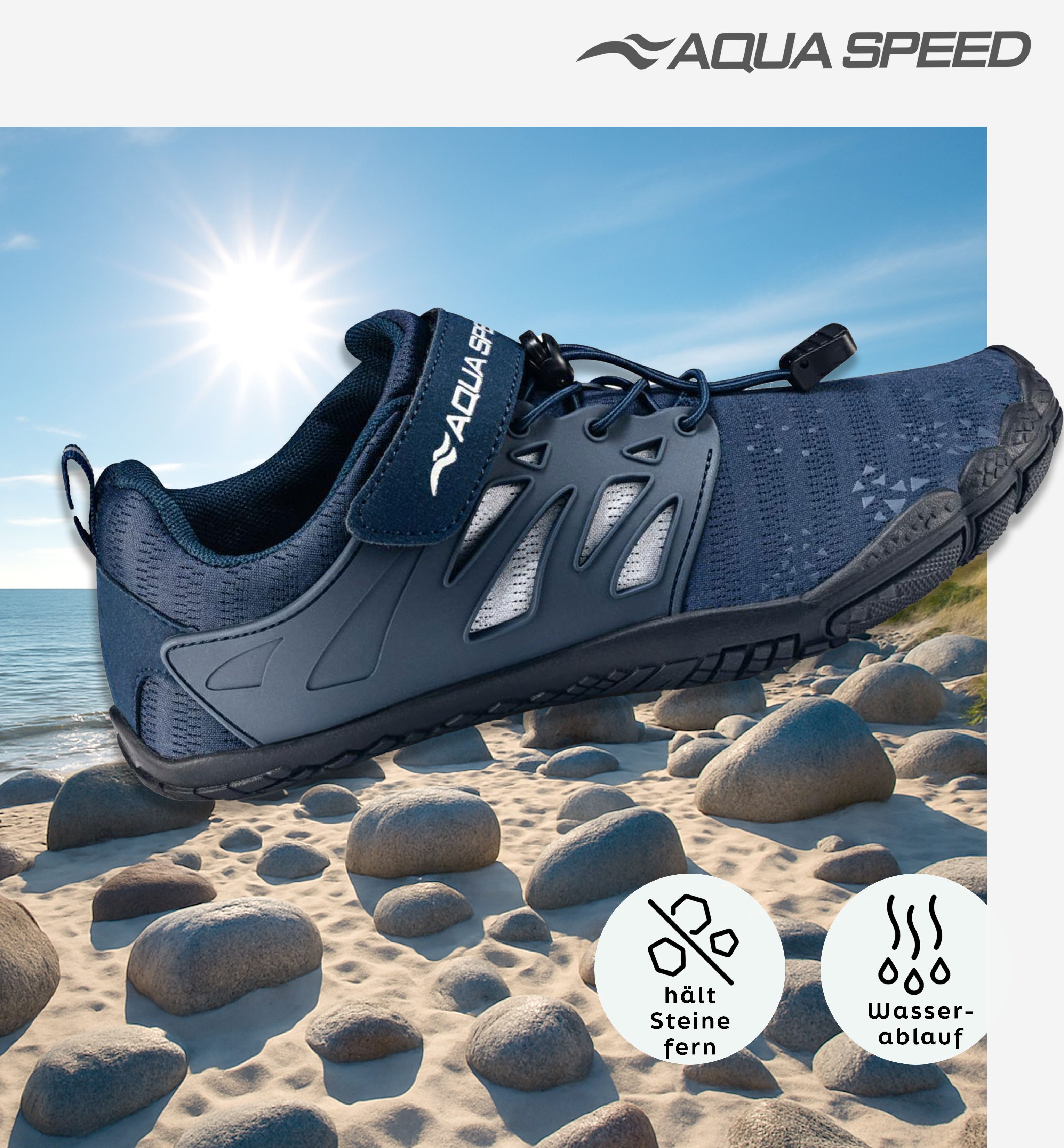 Aqua Speed Taipan Wasserschuhe Gr. 36 – Navy mit Mikrofaserhandtuch Wasserschuh (Sportliche Wasserschuhe mit Grip – ideal für Alltag & Abenteuer) Rutschfest & a – Bild 4 von 5