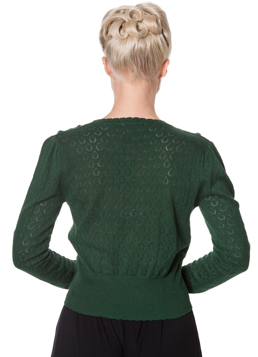 Banned Strickpullover Basic Instinct Grün Vintage Rockabilly Wickeltop günstig online kaufen