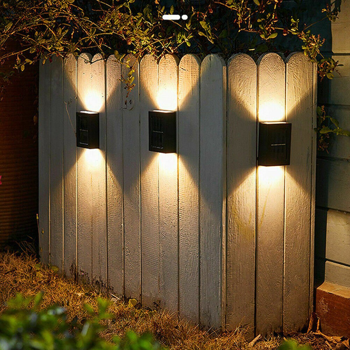 oyajia Außen-Wandleuchte 2x Solarlampen für Außen, LED Wandleuchte  Wandlampen Zaunleuchte, LED fest integriert, Warmweiß, Gartenleuchte Treppen  Lampe