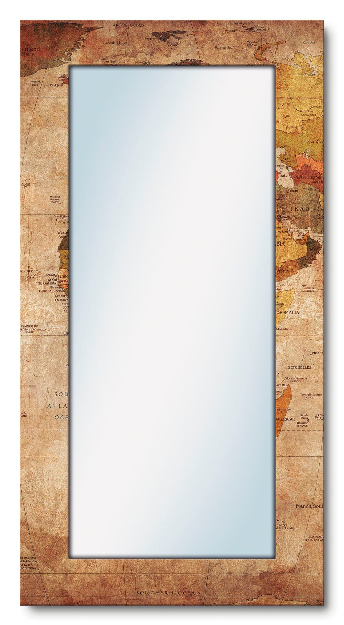 Ganzkörperspiegel Weltkarte, Vintage, Dekospiegel Retro Wandspiegel, & Artland