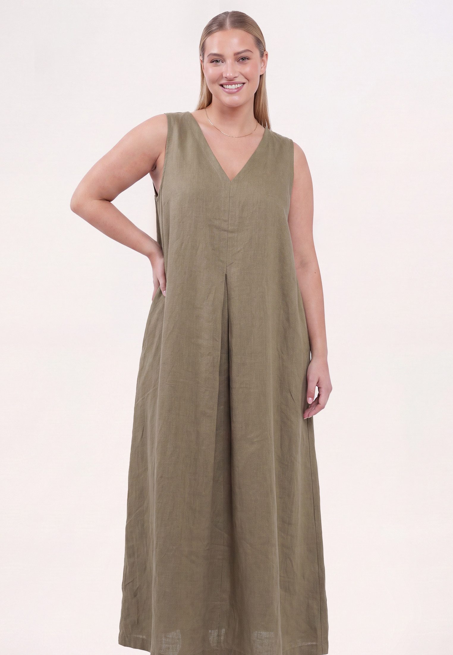YOEK A-Linien-Kleid Damen Kleid mit V-Ausschnitt mit langen Ärmeln
