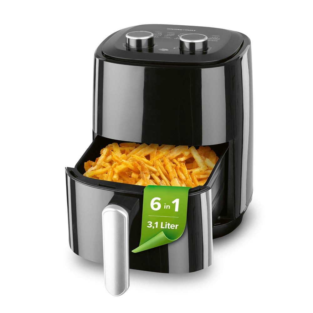 GOURMETmaxx Heißluftfritteuse Kompakt 3,1L mit 1350W 6 Programme bis 200°, 1350 W, Knusprig & fettarm frittieren, ideal für 2–4 Personen