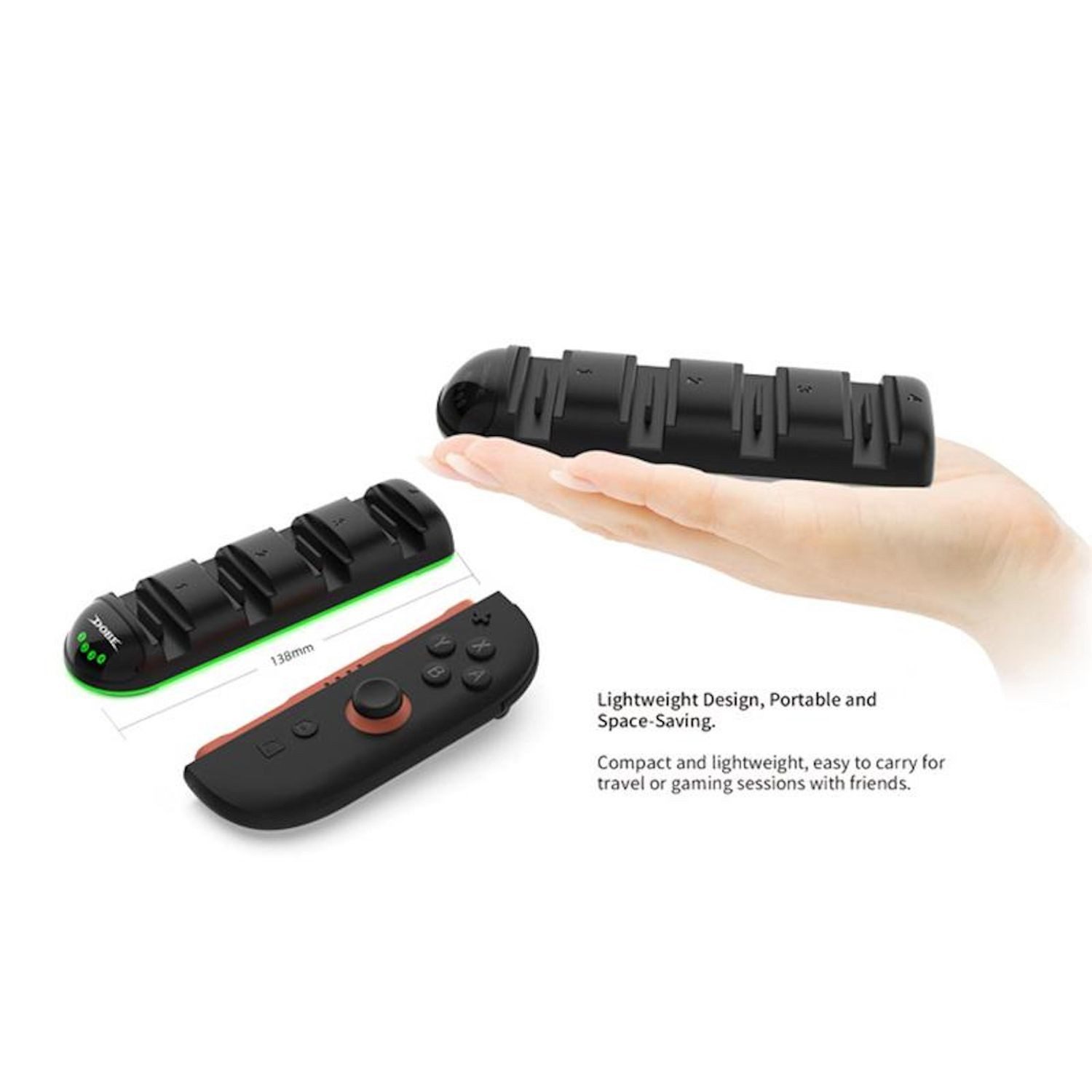 Wigento Für Nintendo Switch 2 Controller Griff 4-in-1 Ladestation LED Schwarz Stromadapter