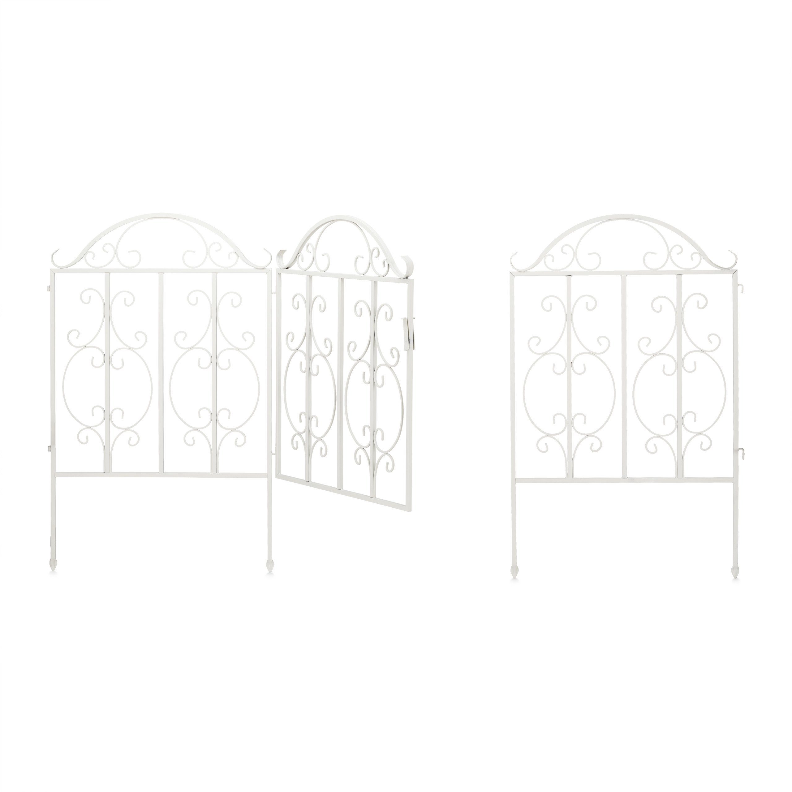 relaxdays Gartentor 3-teiliges Gartentor weiß günstig online kaufen