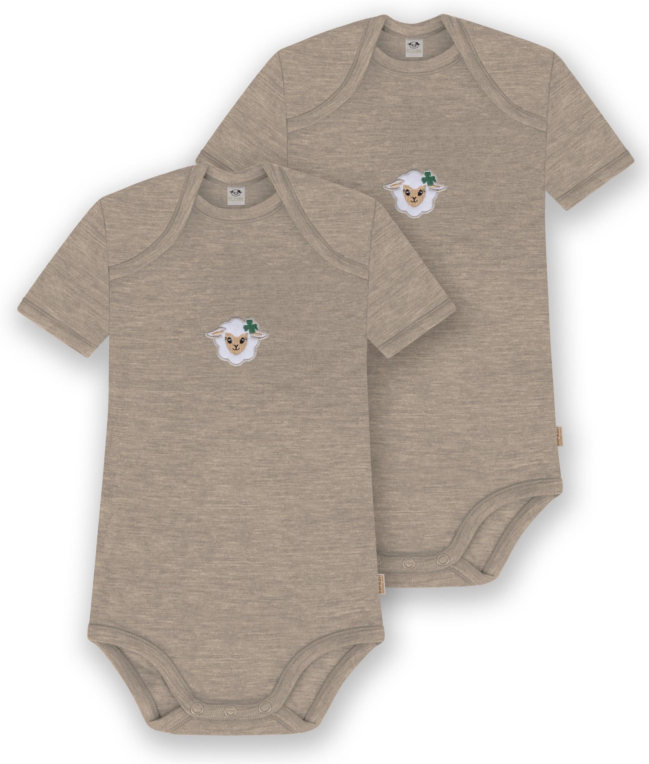 normani Kurzarmbody 2er Set Baby Merino Body Kurzarm Tauranga Baby Short Sleeve Woll Einteiler Strampler 100 % RWS Merinowolle