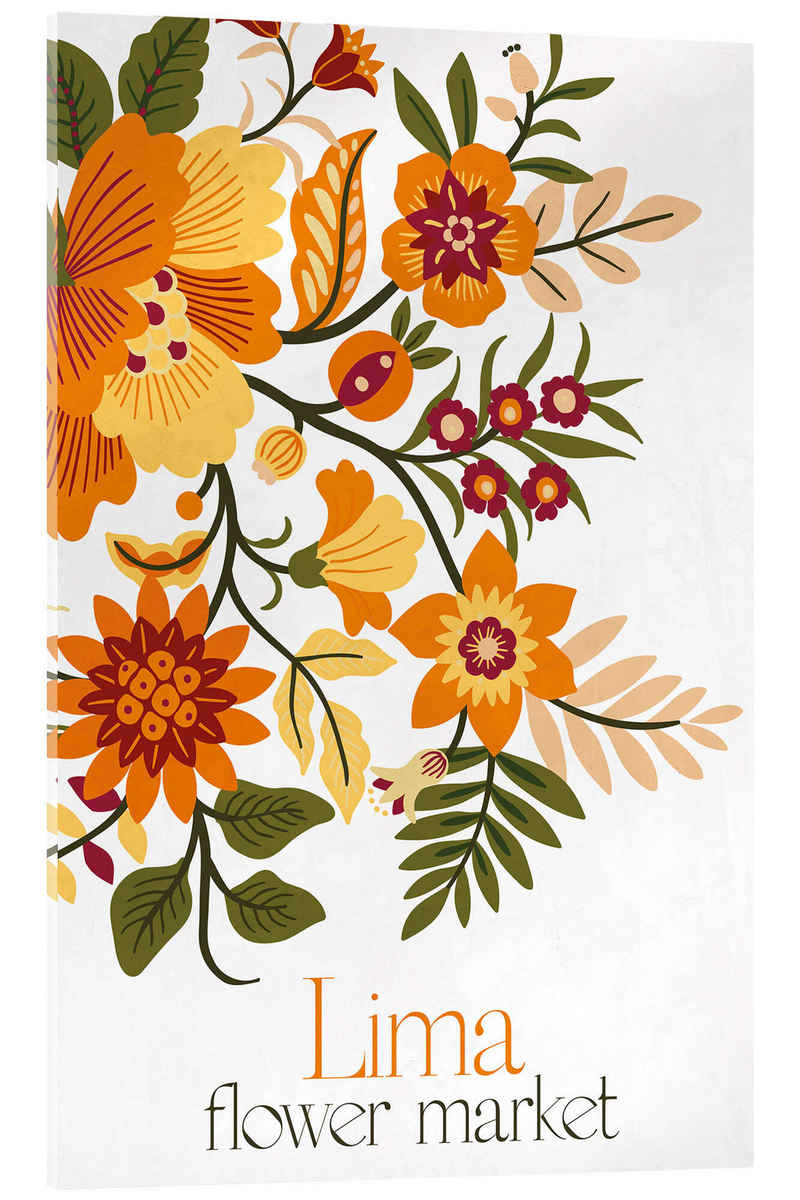 Posterlounge Acrylglasbild Pineapple Licensing, Lima Flower Market, Vintage Grafikdesign