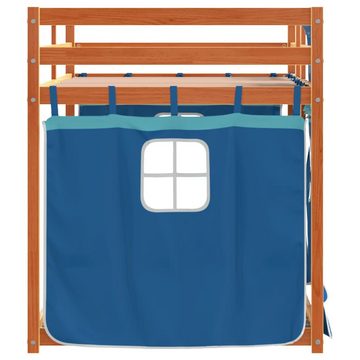 vidaXL Bett Etagenbett mit Vorhängen Blau 90x200 cm Massivholz Kiefer