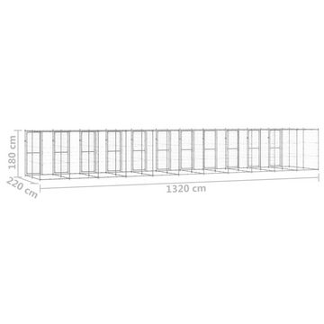 vidaXL Hundezwinger Outdoor-Hundezwinger mit Überdachung Verzinkter Stahl 29,04 m²