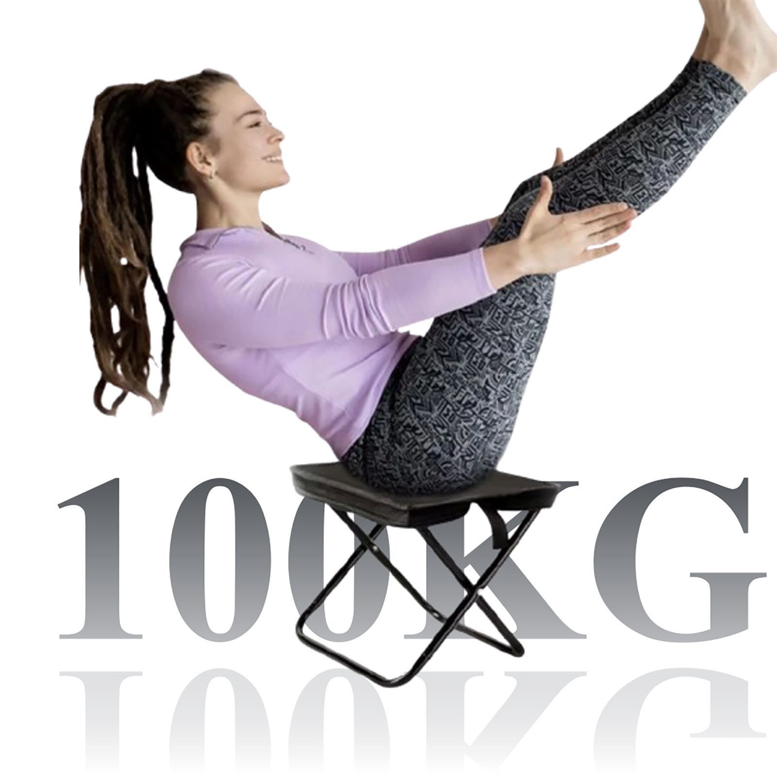 Jumpeak Klappstuhl Kreative Handtasche Klappbarer Hocker, Outdoor Tragbarer Hocker,Hocker, Aus verdicktem Kohlenstoffstahl,schwarz,Khaki,26x28.5cm,29x31cm