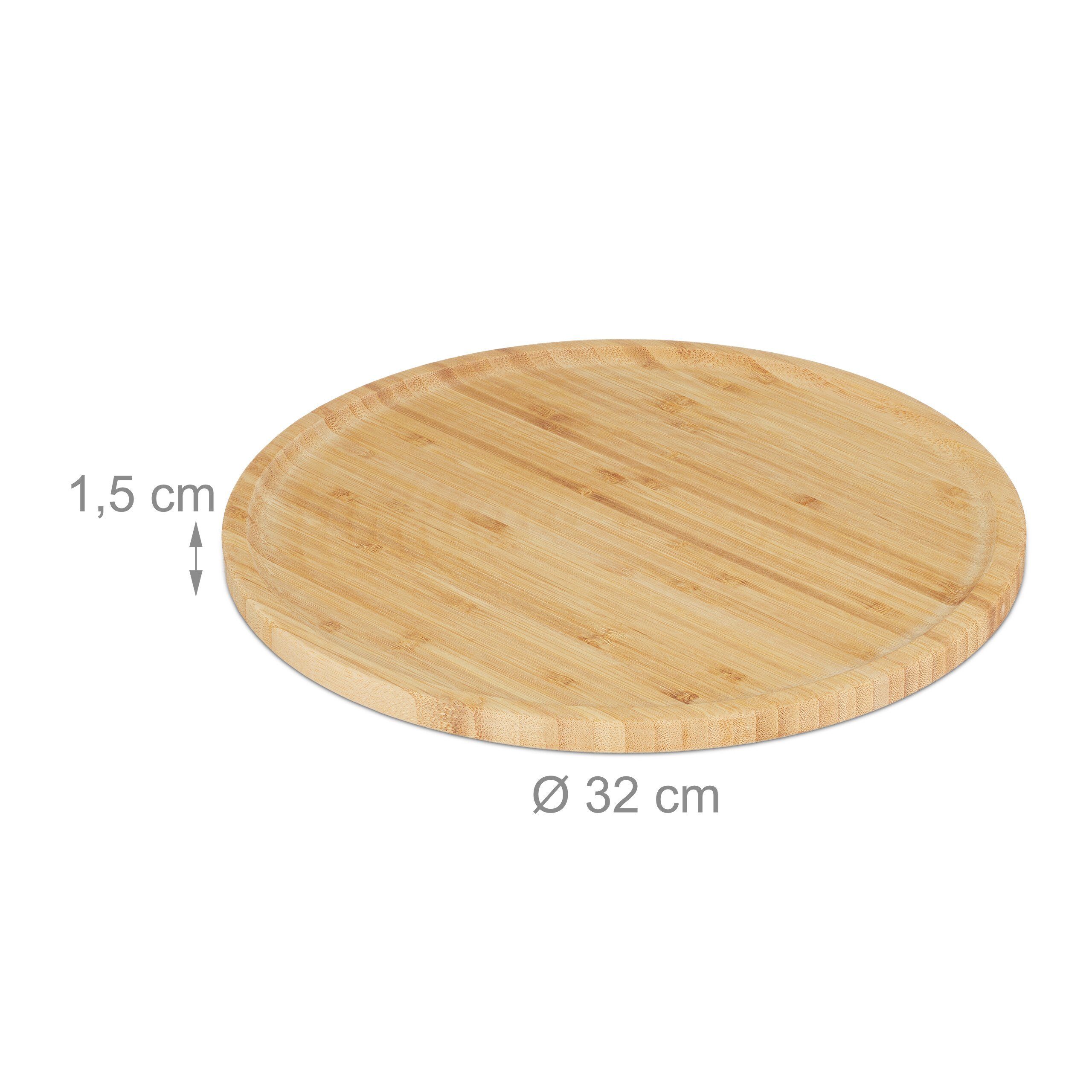 relaxdays Pizzateller Bambus Pizzateller im 4er Set