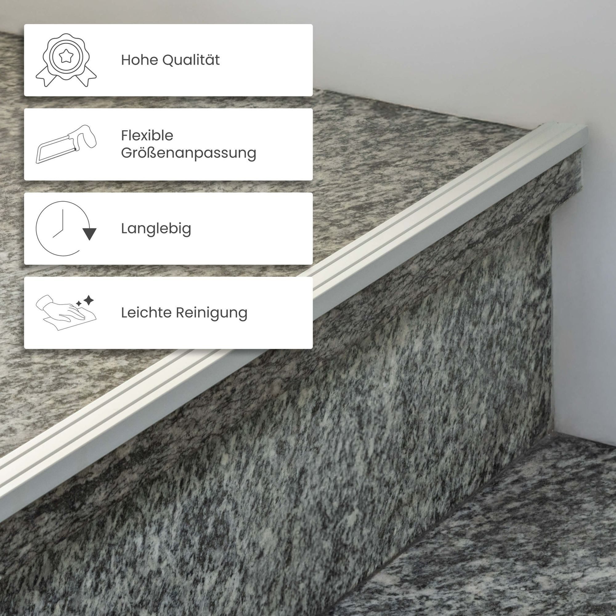 Dalsys Treppenkantenprofil Selbstklebendes Profil aus Aluminium (135 cm, 25 x 20 mm, Eiche, 1-St), Bodenprofil für Treppenwinkel – Bild 5 von 5
