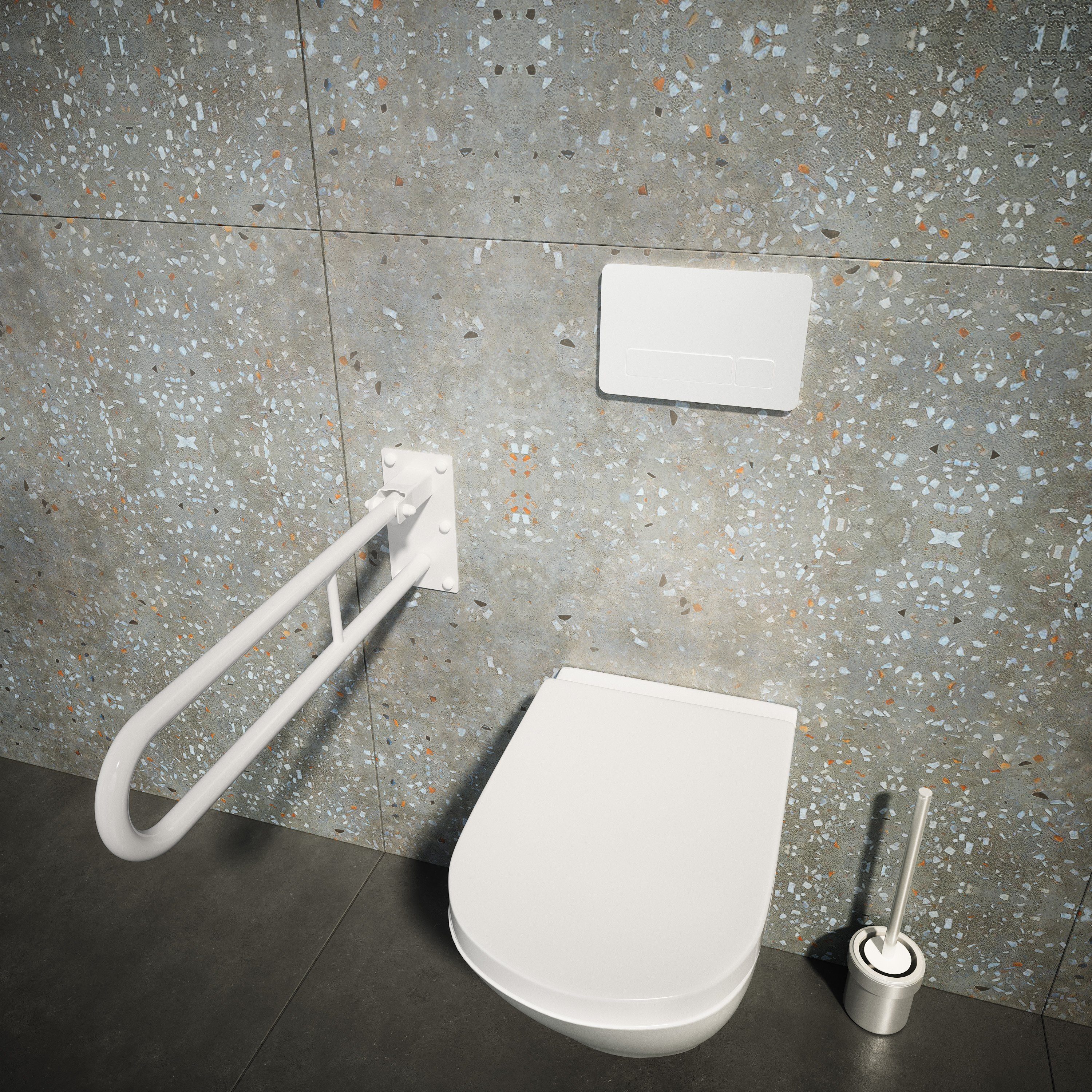 Aquabad® Stützklappgriff klappbarer Wandstützgriff Haltegriff, belastbar bis 150 kg, Weiß, 50 cm – Bild 4 von 5