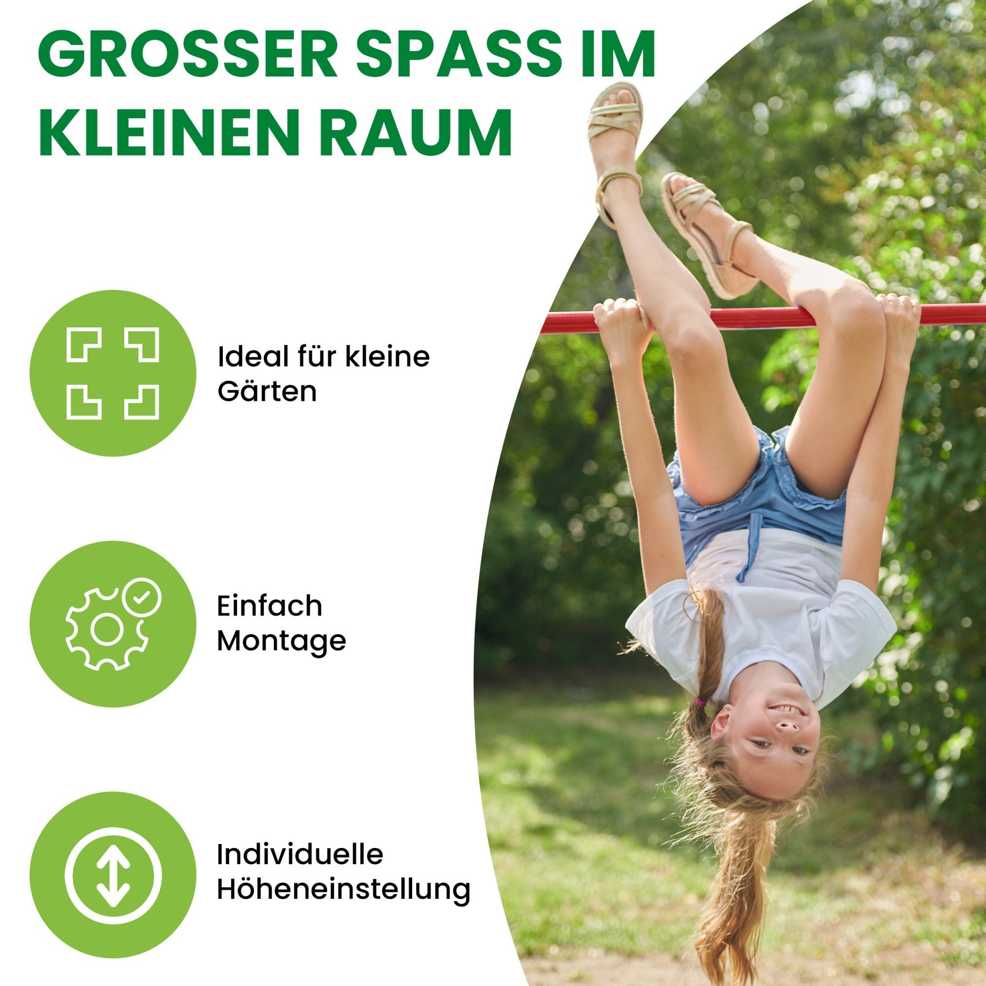 Gartenpirat Turnreck Turnreck aus Kantholz Kiefer imprägniert mit Reckstange rot