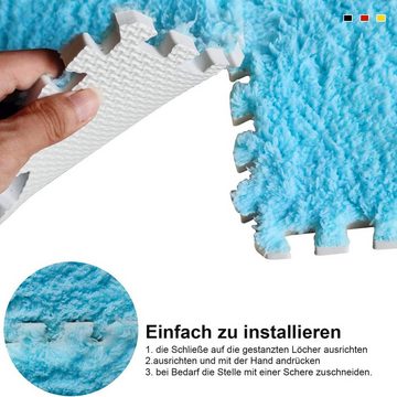 MAGICSHE Bodenschutzmatte Plüsch Teppichpuzzle, EVA Schaumpolster, 16-Stück, 30x 30x 1CM