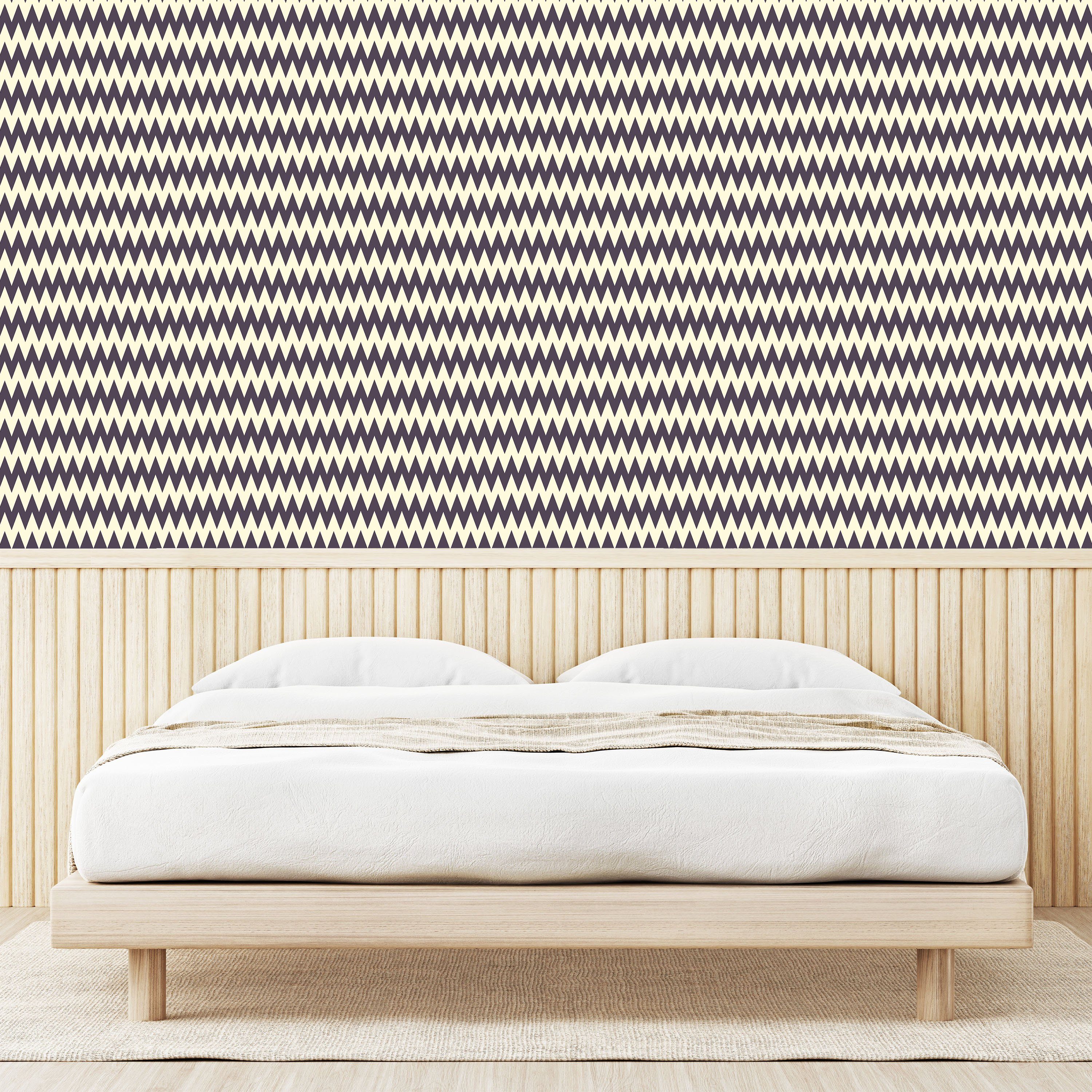 Abakuhaus Vinyltapete selbstklebendes Wohnzimmer Küchenakzent, Grenzen Sie Zigzags Sharp Winkel