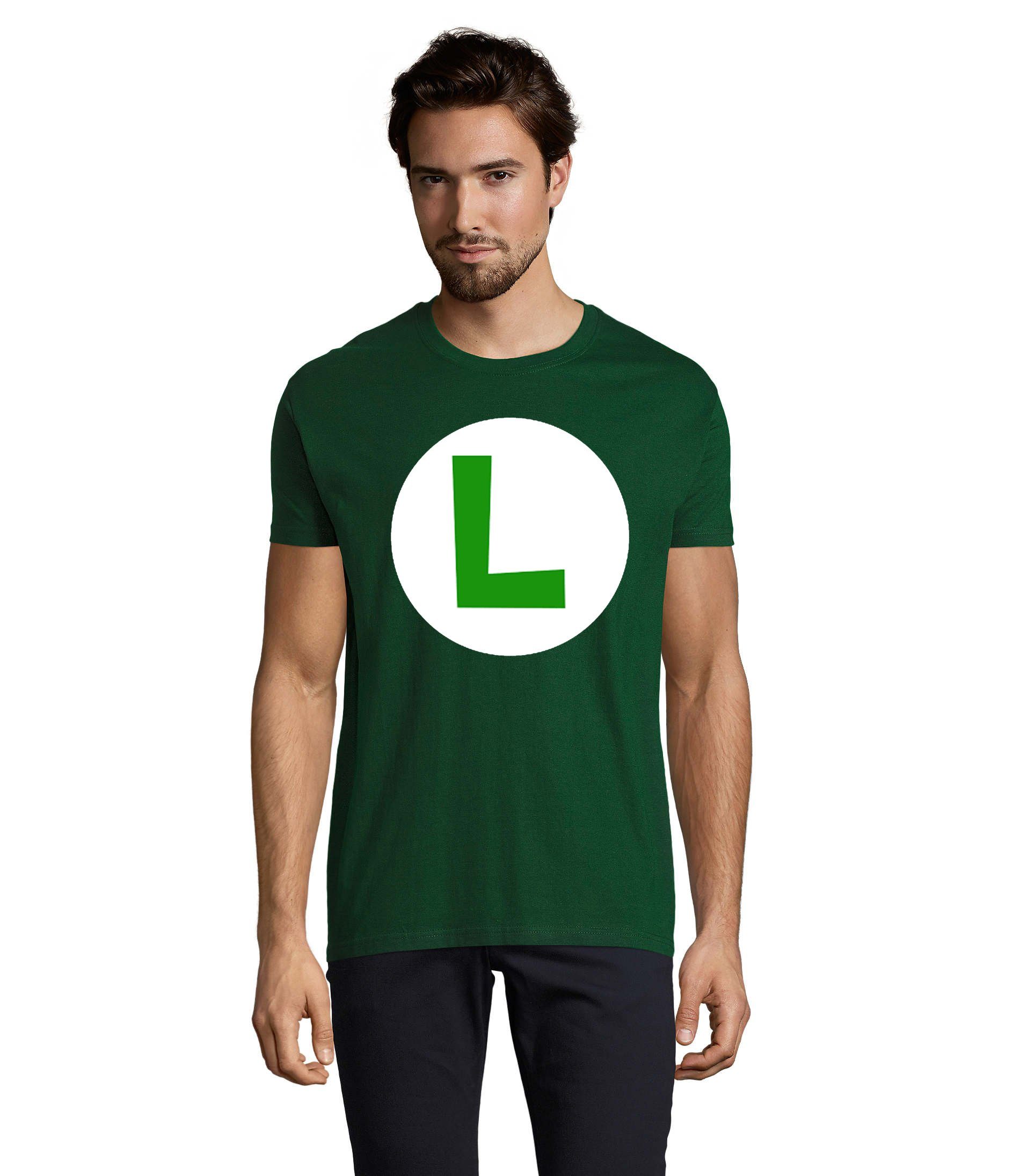 Blondie & Brownie T-Shirt Herren Mario Luigi Logo Shirt Nintendo Gaming Yoshi Luigi Luigi (Grün)