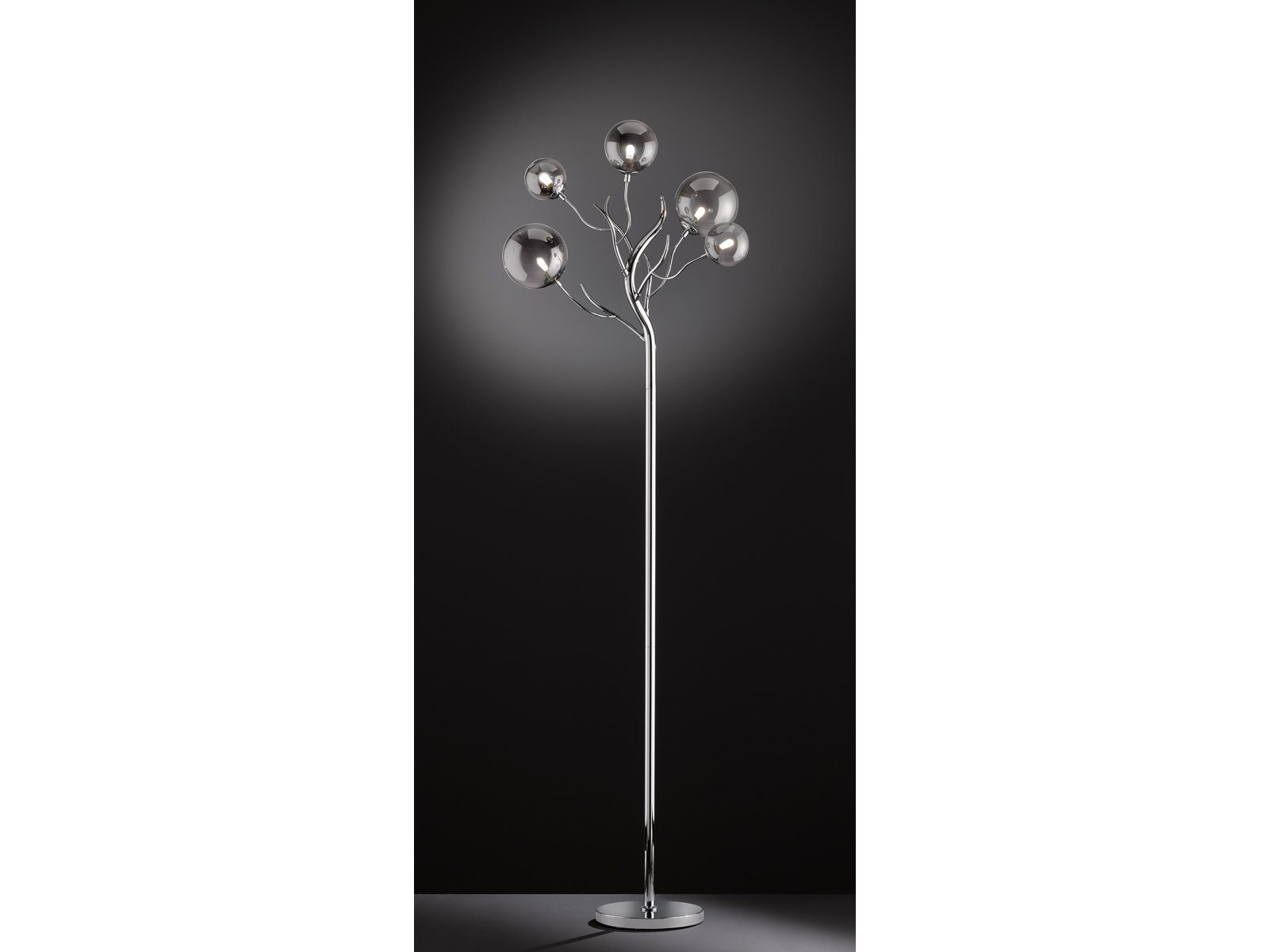 WOFI LED Stehlampe, dimmbar mit Rauchglas Kugel Lampenschirmen, Designer  Retro Lampe, mehrflammig, silber online kaufen | OTTO