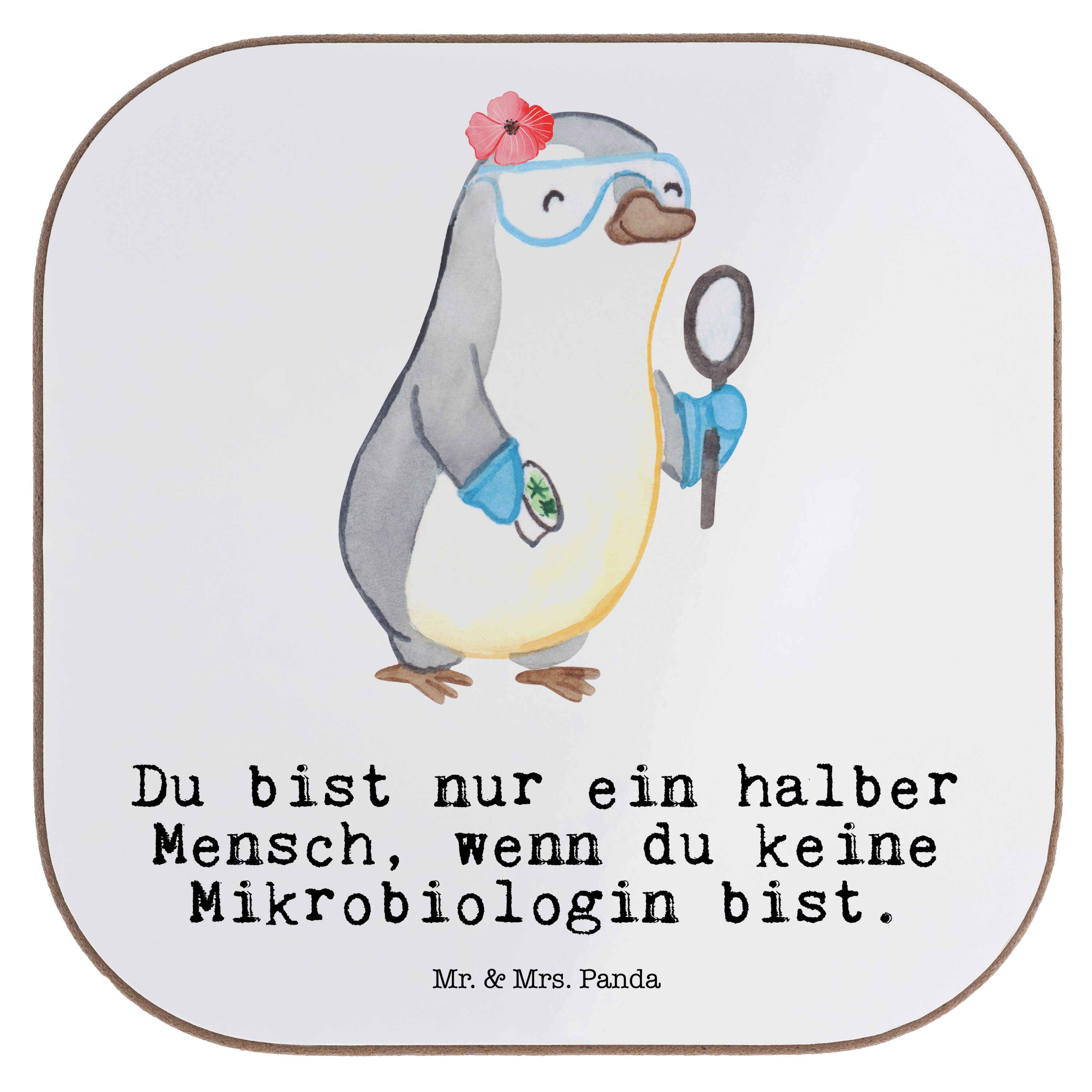 Mr. Weiß mit - Getränkeuntersetzer & - Herz Lab, Mikrobiologin Panda Naturwissenschaftlerin, Geschenk, 1-tlg. Mrs.