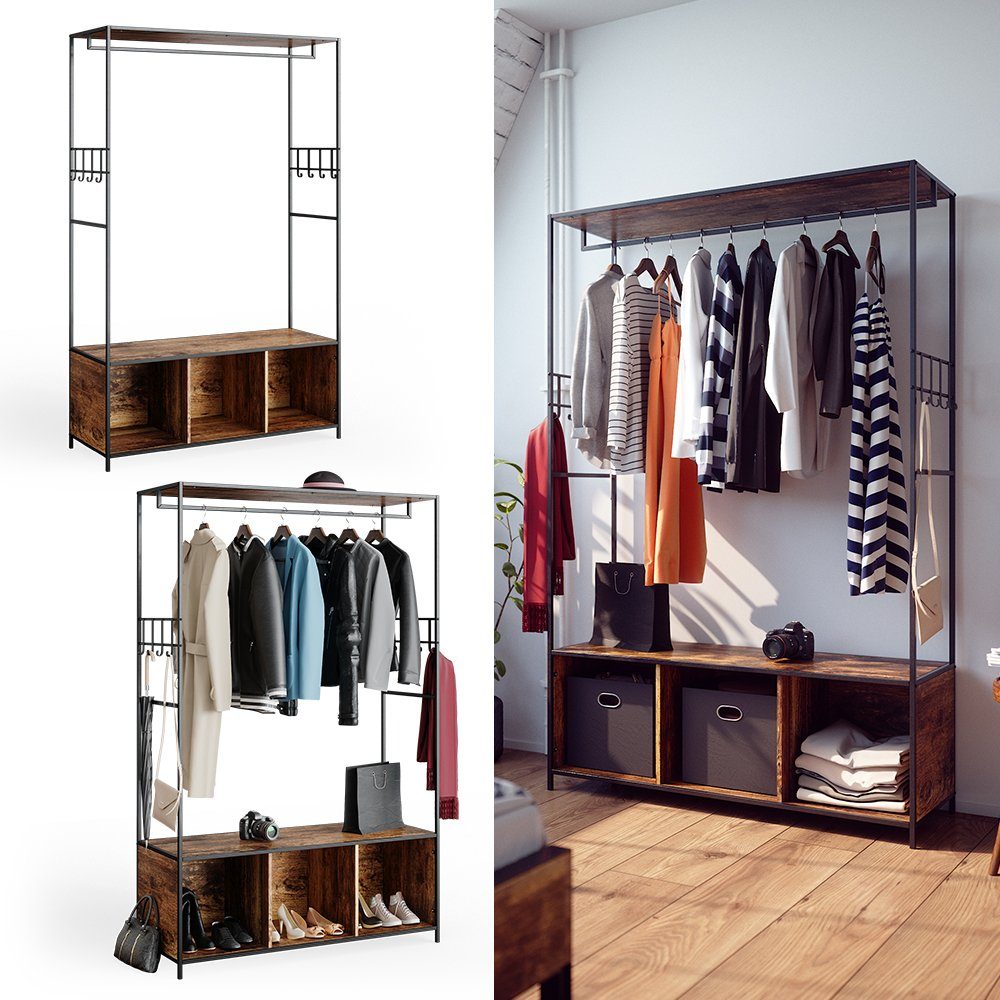 Vicco Kleiderschrank Fyrk, Eiche rustikal/Schwarz, 119.5 x 189 cm günstig online kaufen