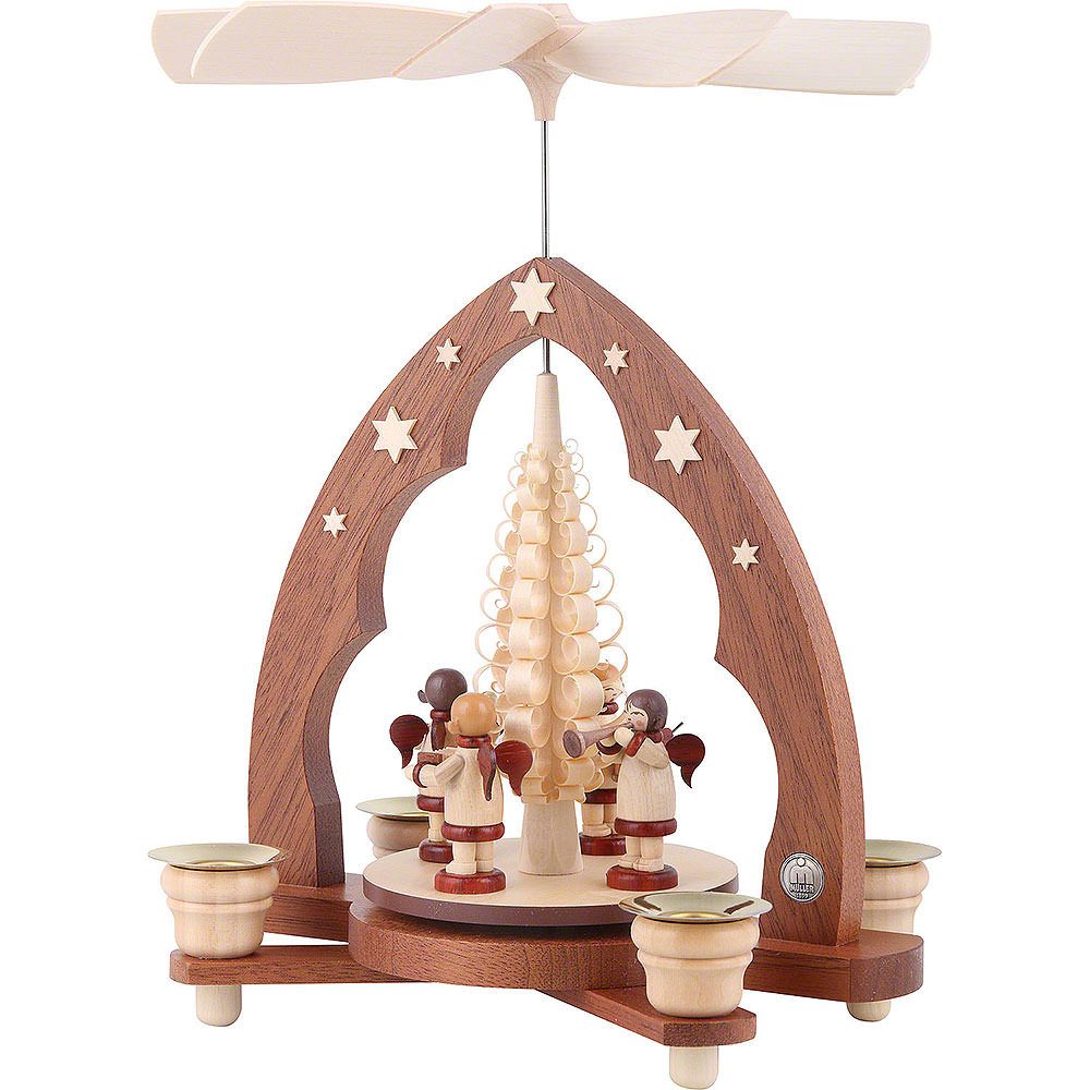 Müller Kleinkunst GmbH Seiffen Weihnachtspyramide 1-stöckige Pyramide Musikantenengel (28cm) von Müller Kleinkunst