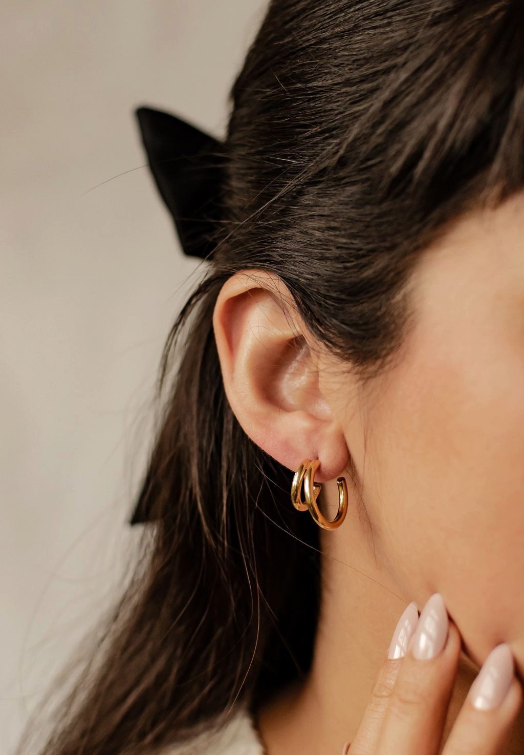 Hey Happiness Paar Creolen Edelstahl Damen Doppelt, 18K Roségold Vergoldet, günstig online kaufen