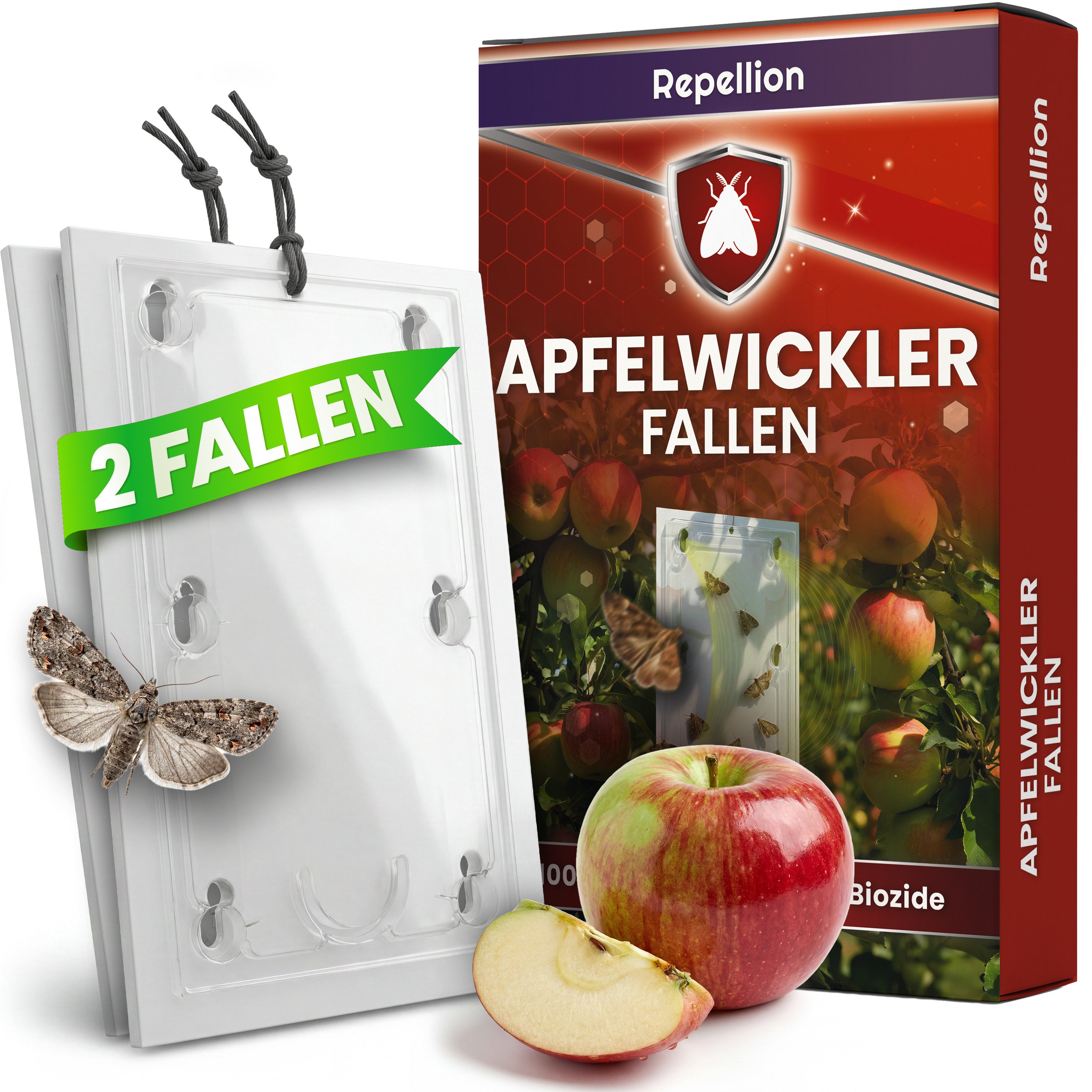 Repellion Klebefalle Apfelwickler Pheromonfalle für Obstbäume, Giftfreier Mottenschutz für den Apfelbaum – Inkl. Lockstoff
