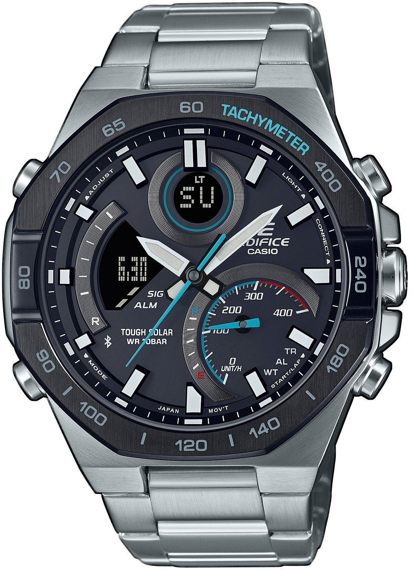 CASIO EDIFICE Smartwatch, Solaruhr,Armbanduhr,Herrenuhr,Stoppfunktion,Edelstahlarmband,Bluetooth