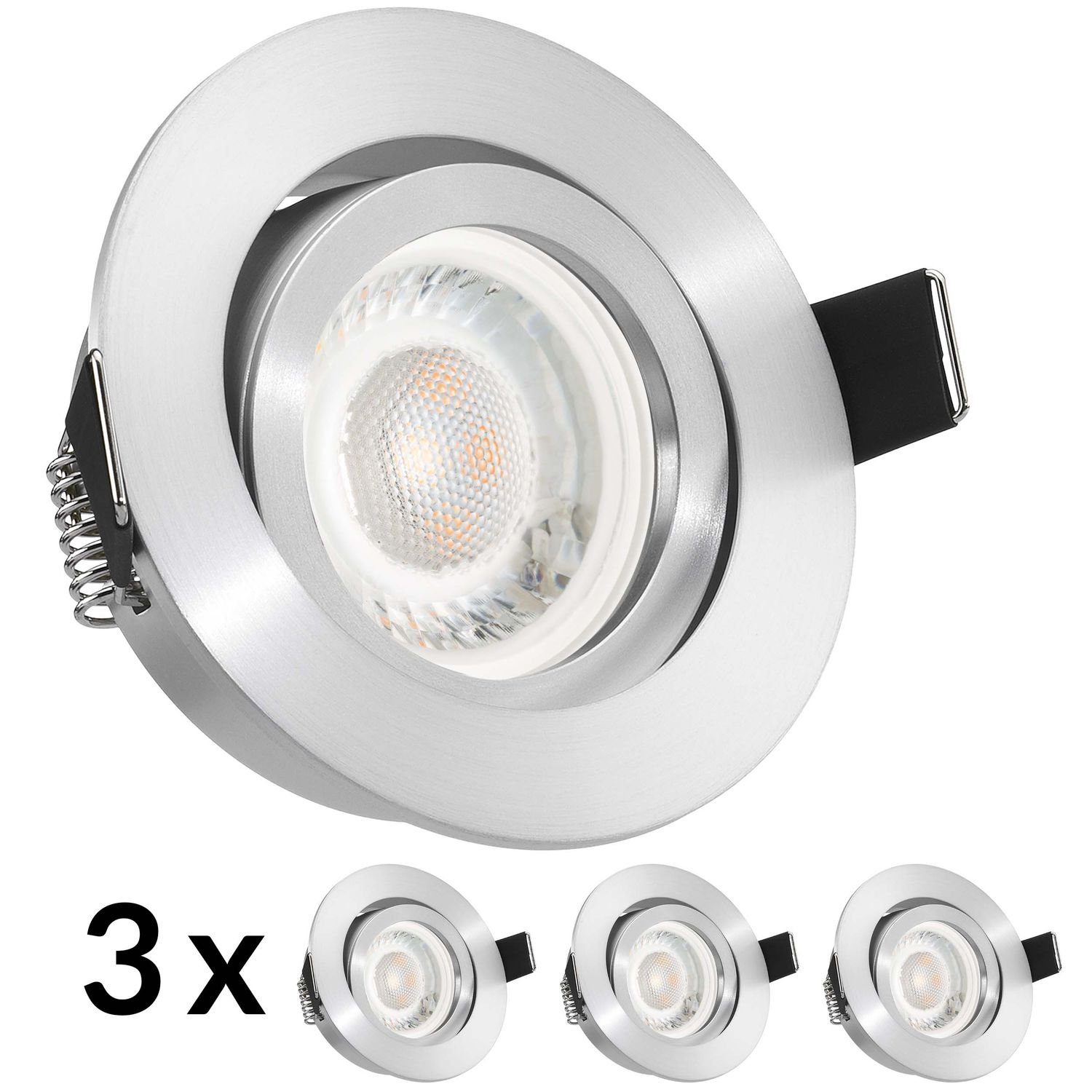 in LED flach Set aluminium mit extra matt 3er LED Einbaustrahler Leucht LEDANDO Einbaustrahler 5W