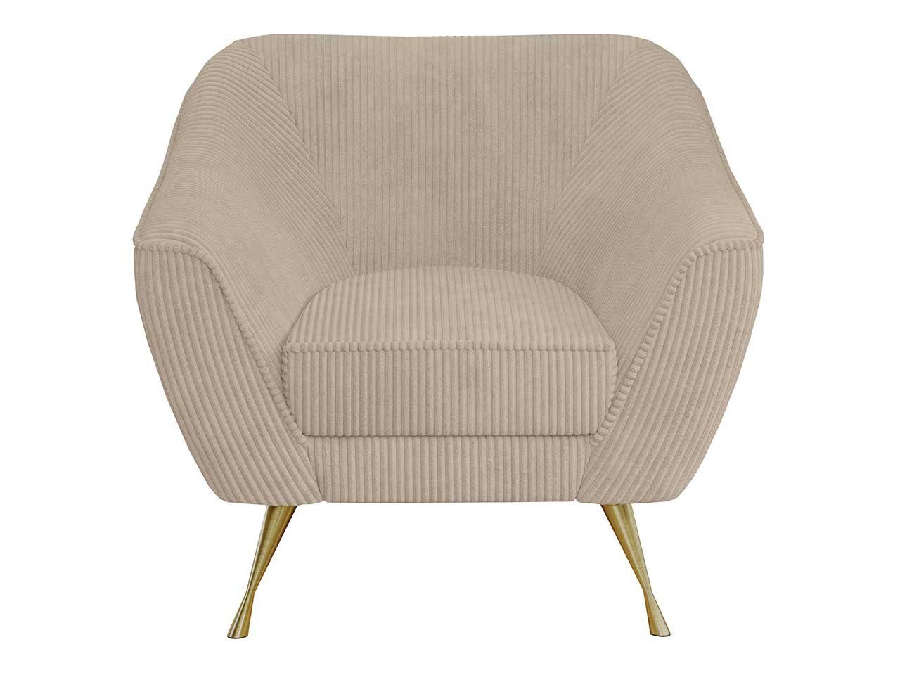 MKS MÖBEL Sofa LINO 01, breite Beige Metallbeine Armlehnen, Federsitz