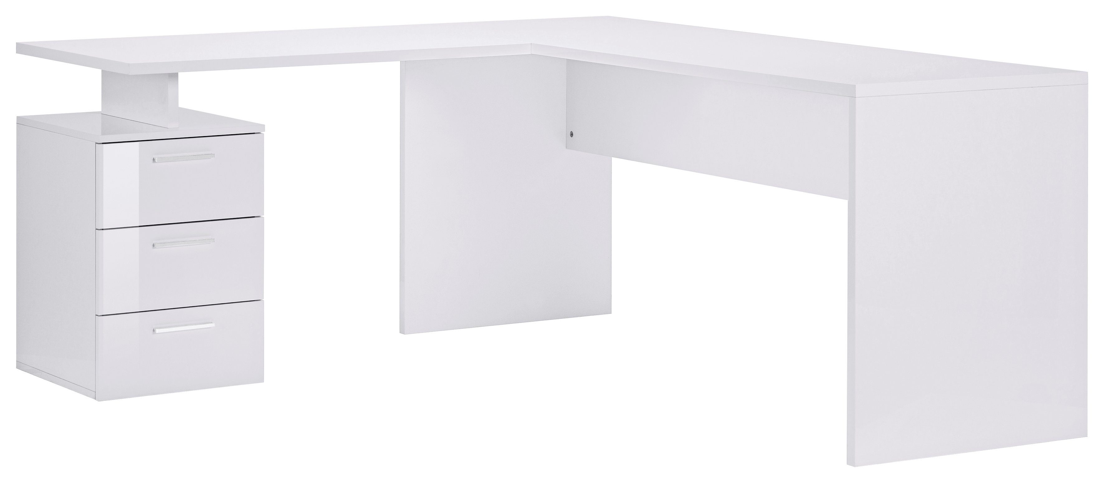 Tecnos Eckschreibtisch New Selina, Schreibtisch mit 3 Schubkästen, Maße 180/100x60x75 cm, Made in Italy weiß