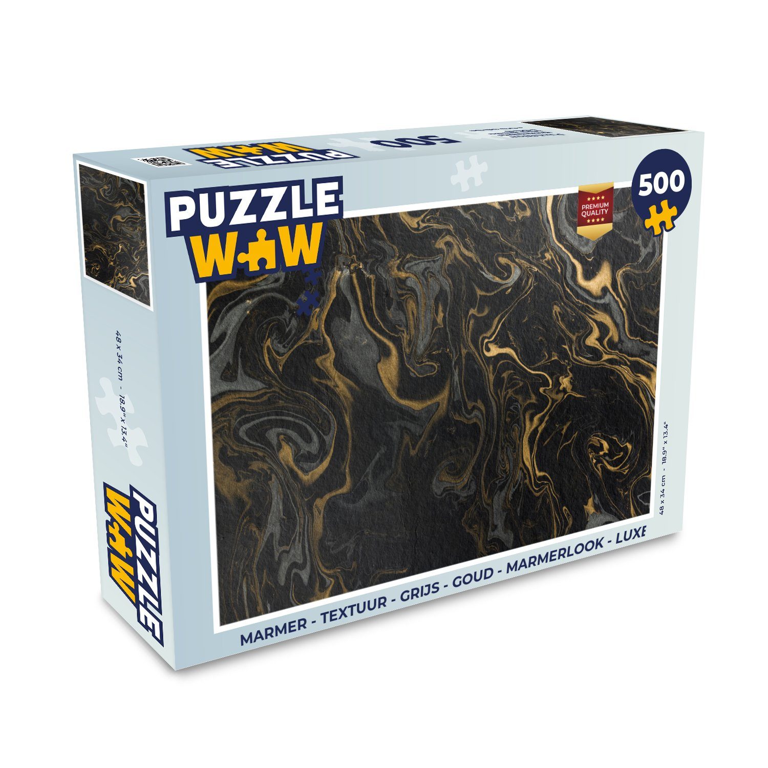 MuchoWow Puzzle Marmor - Textur - Grau - Gold - Marmoroptik - Luxus, 500 Puzzleteile, Foto-Puzzle, Bilderrätsel, Puzzlespiele, Spielzeug