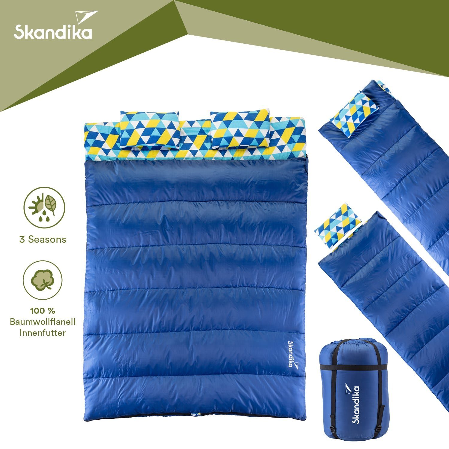 Skandika Doppelschlafsack Iceland Flanell Double Deckenschlafsack günstig online kaufen