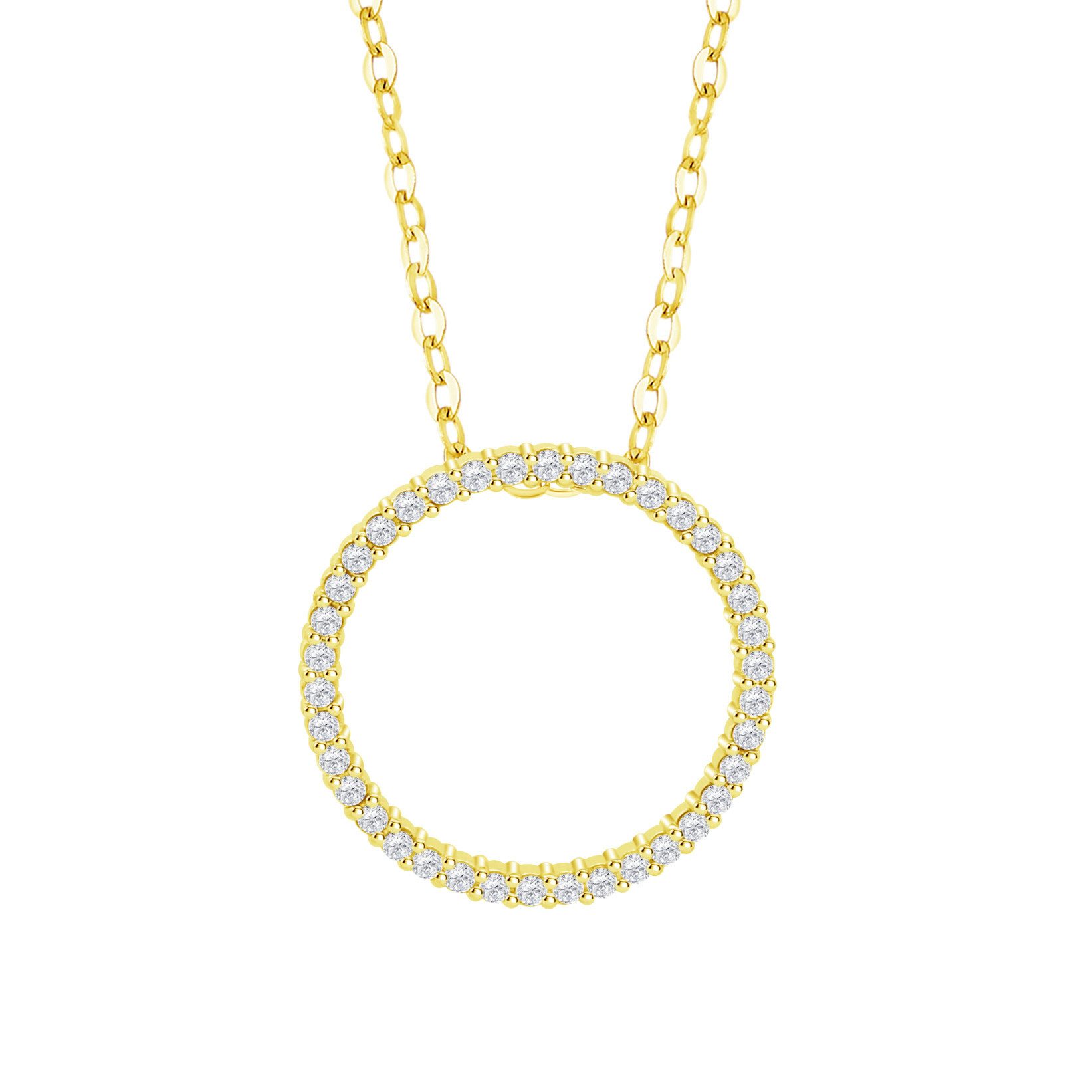 Lotus Kette mit Anhänger Silver Damen Halskette LP3671-1/3 Vergoldet Kreis Zirkonia 42+3 cm