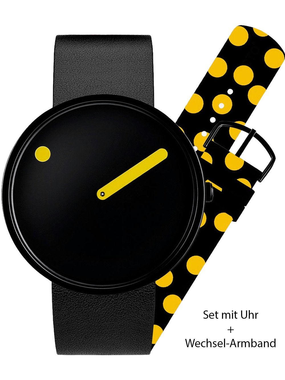 PICTO Quarzuhr PICTO 43388-SET Unisex Uhr Uhr Black and Yellow 40