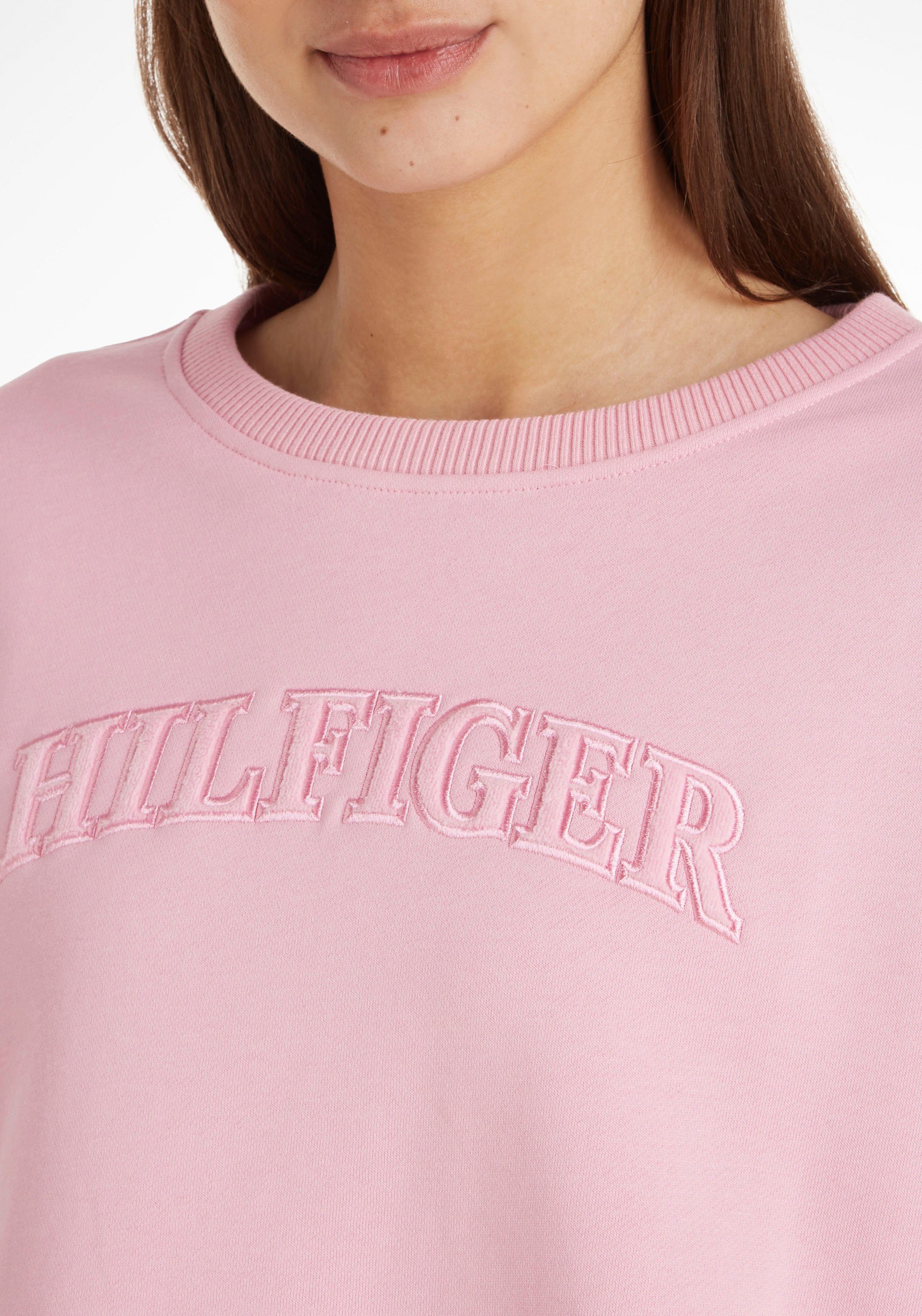 Classic-Pink Markenlabel RLX Hilfiger mit TONAL HILFIGER Sweatshirt Tommy SWTSHIRT O-NK Hilfiger Tommy
