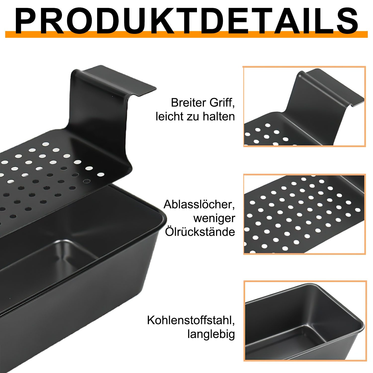 SURFOU Brotbackform 2 Stück Holzofen Steingutform Toastbrot Kastenform Brot zum Backen, 25*14.5*7.5CM Karbonstahl Mit Gitterabbau Backblech Kastenform – Bild 5 von 5