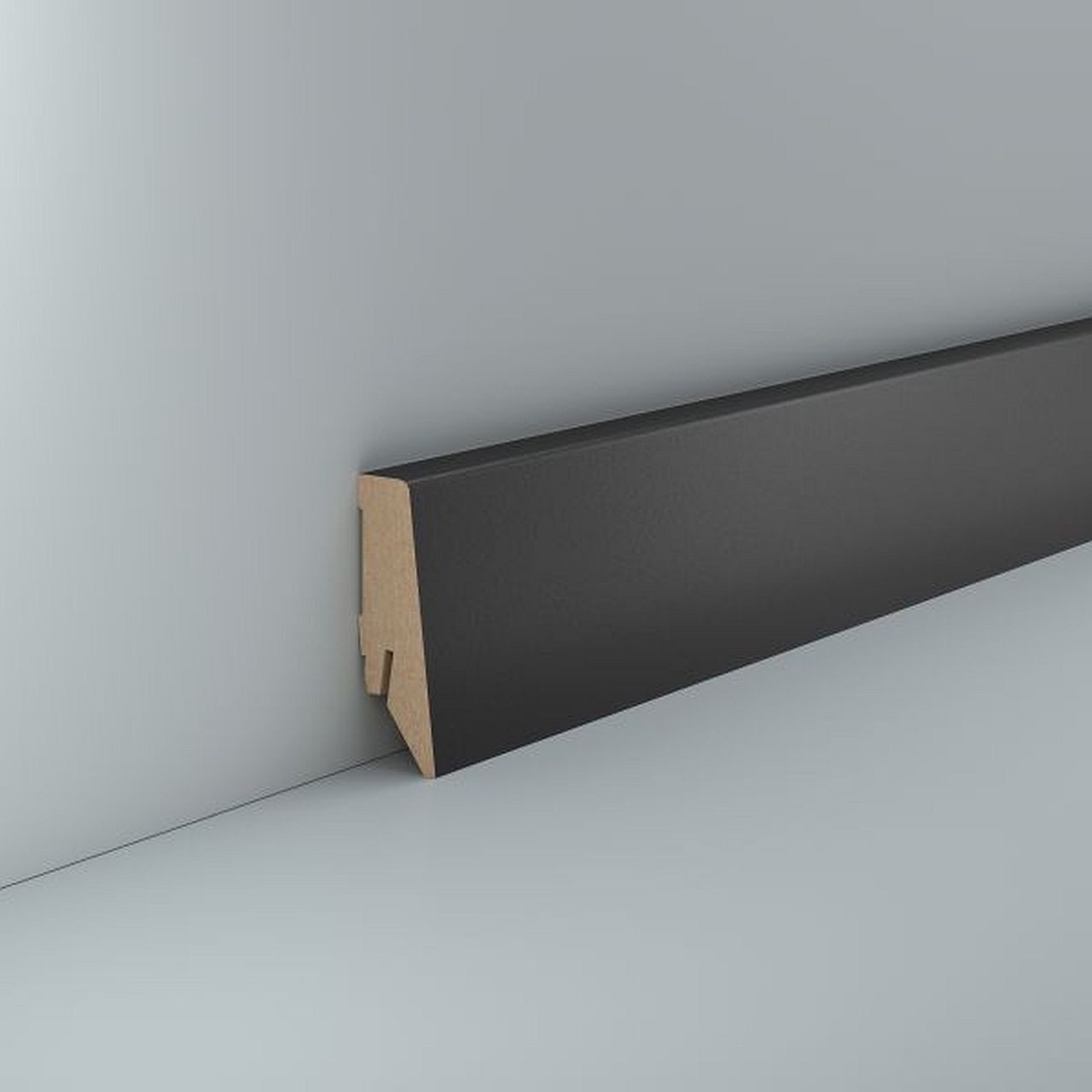 Südbrock Sockelleiste Sockelleiste schwarz MDF 18 x 58 Foliert Fußleiste Modern, L: 240 cm, H: 5.8 cm, 1-St.