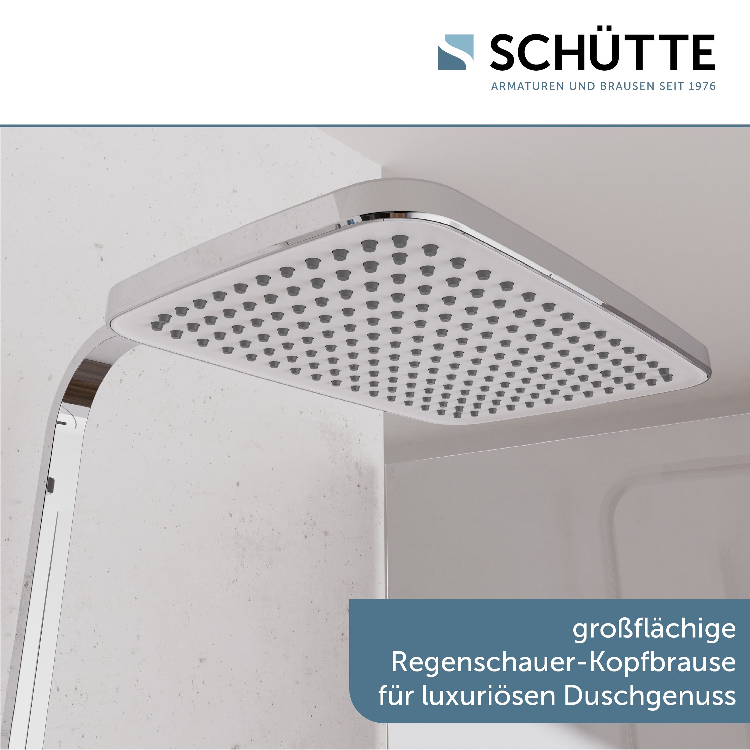 Schütte Brausegarnitur GRAN CANARIA, Höhe 115 cm, 2 Strahlart(en), Komplett-Set, Regendusche 30x20 cm, Umsteller, Antikalk, 3 Strahlarten, Thermostat