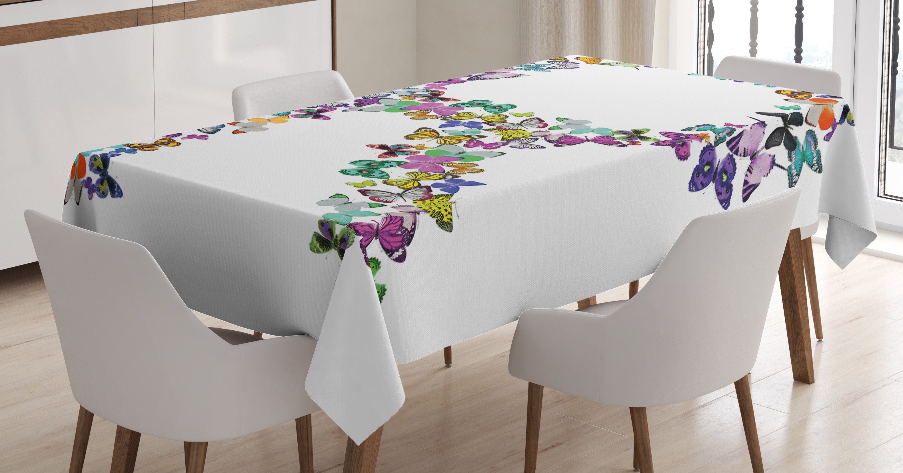 Abakuhaus Tischdecke Farbfest Waschbar Für den Außen Bereich geeignet Klare Farben, Buchstabe R Schmetterlings-Zusammensetzung