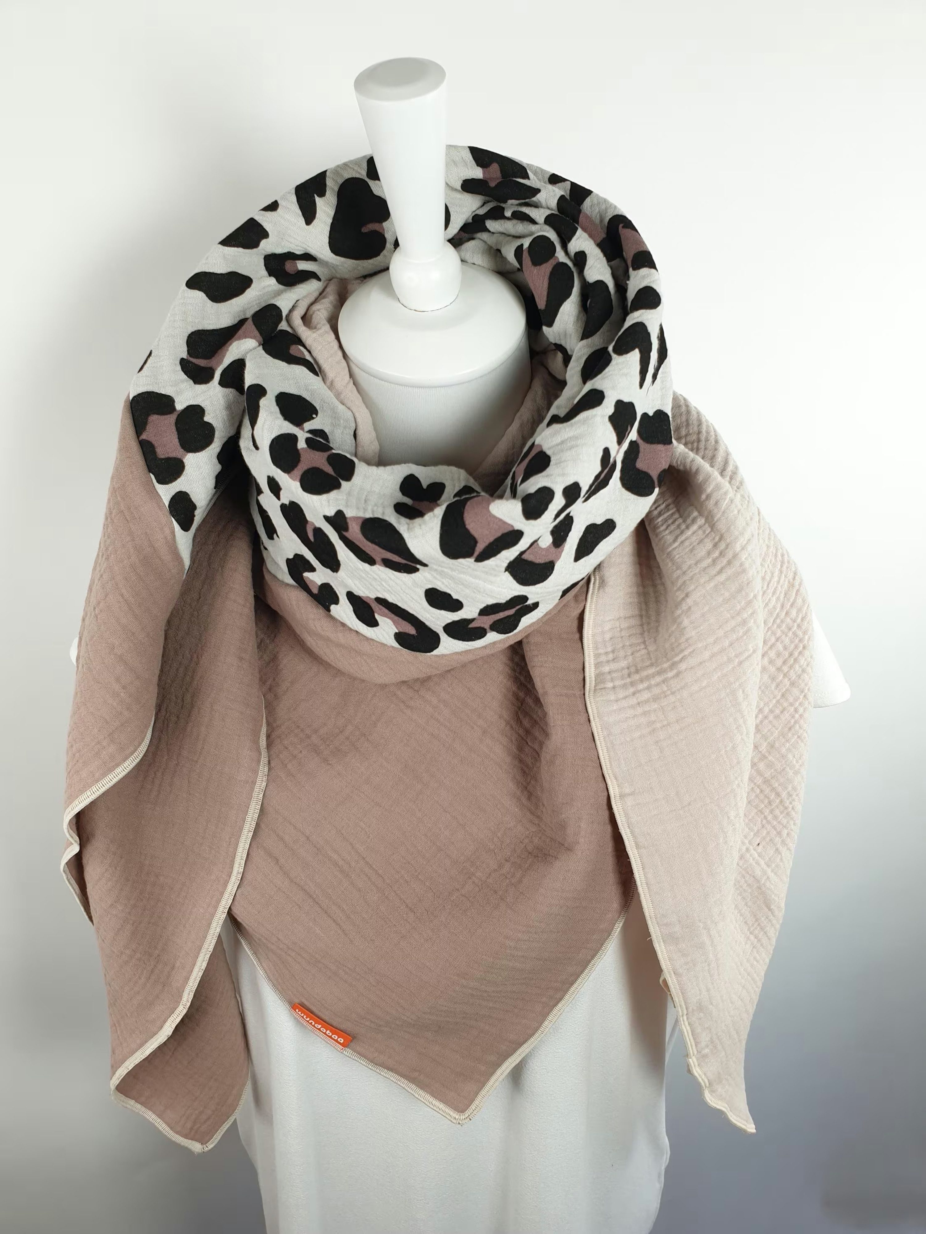 wundabaa Modetuch Musselintuch Leoprint Color Blocking günstig online kaufen