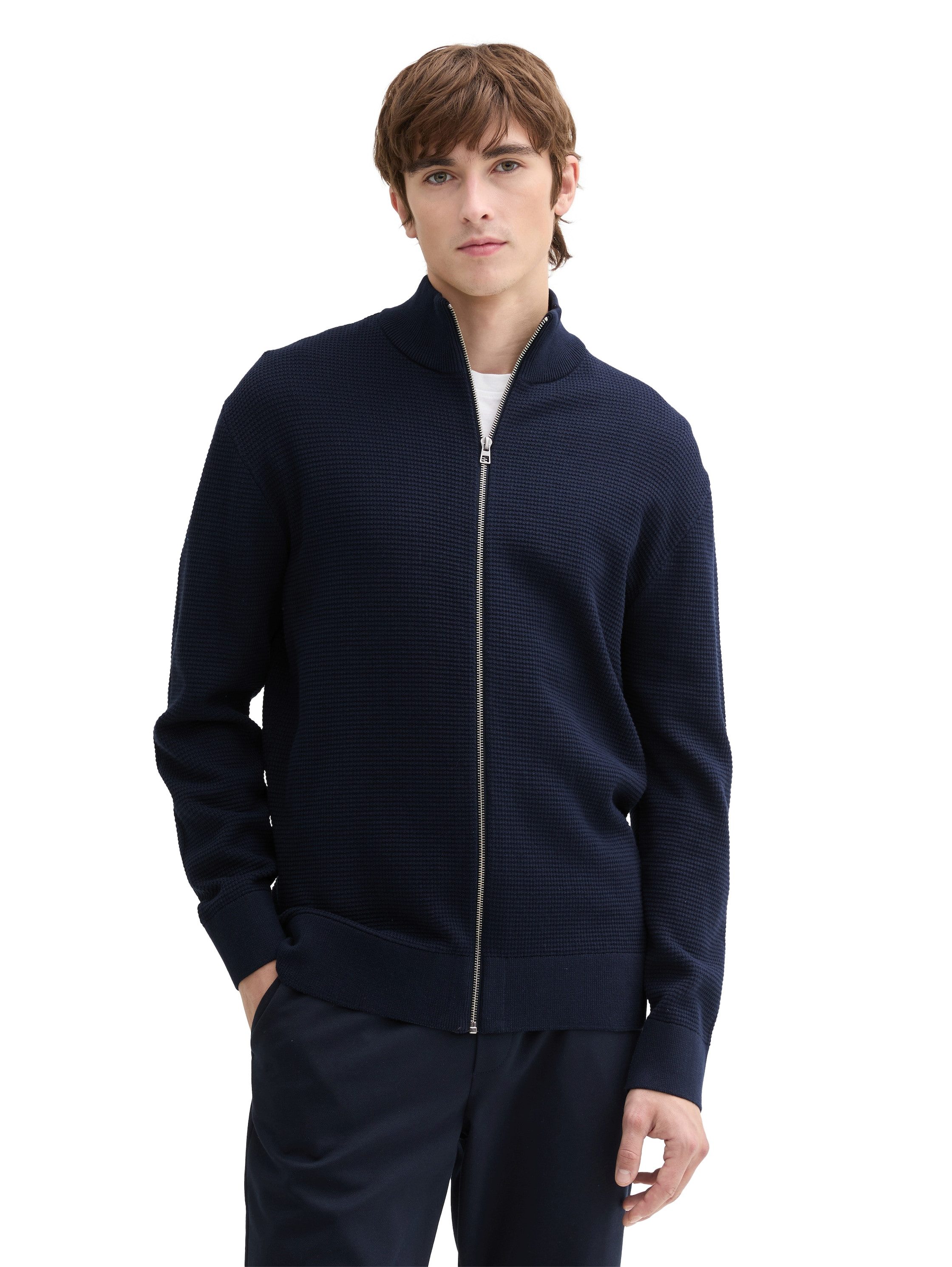 TOM TAILOR Denim Strickjacke mit Stehkragen
