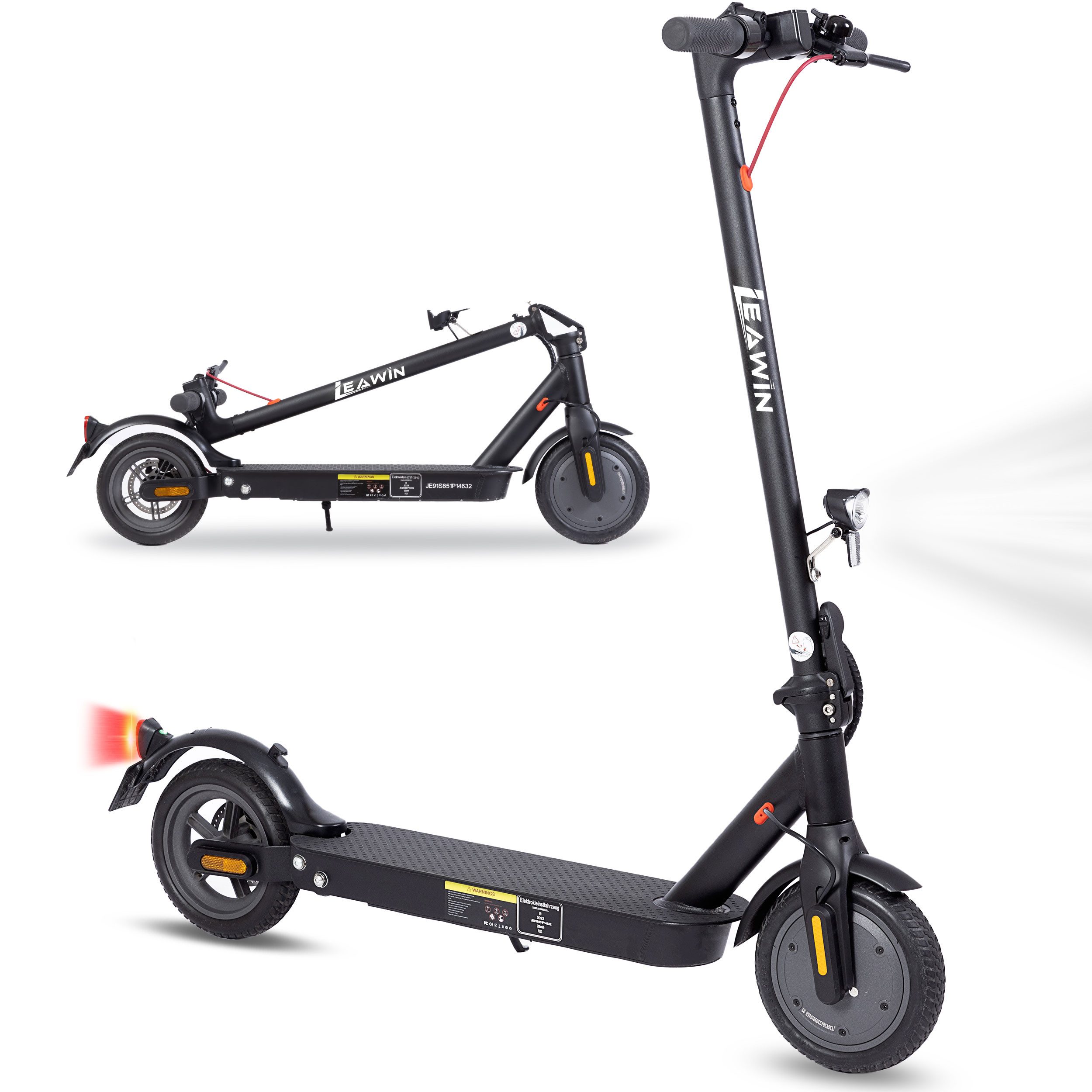 Leawin E-Scooter mit Straßenzulassung, 8,5'' E-roller, klappbar, 35km, APP, nur 12,5kg, 350 W, 20 km/h, (E-ABS+Scheibenbremse, 2 Stoßdämpfer, Pannensicherer Vollgummireifen), Elektroscooter, klappbarer Elektroroller, duales Bremssystem