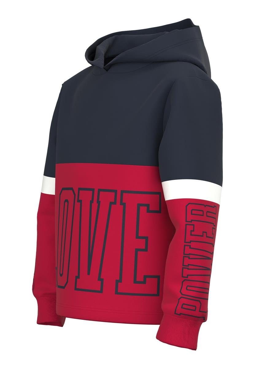 Name It Hoodie NKFLIKKA LS SHORT SWEAT WH BRU Dunkelblau Rot